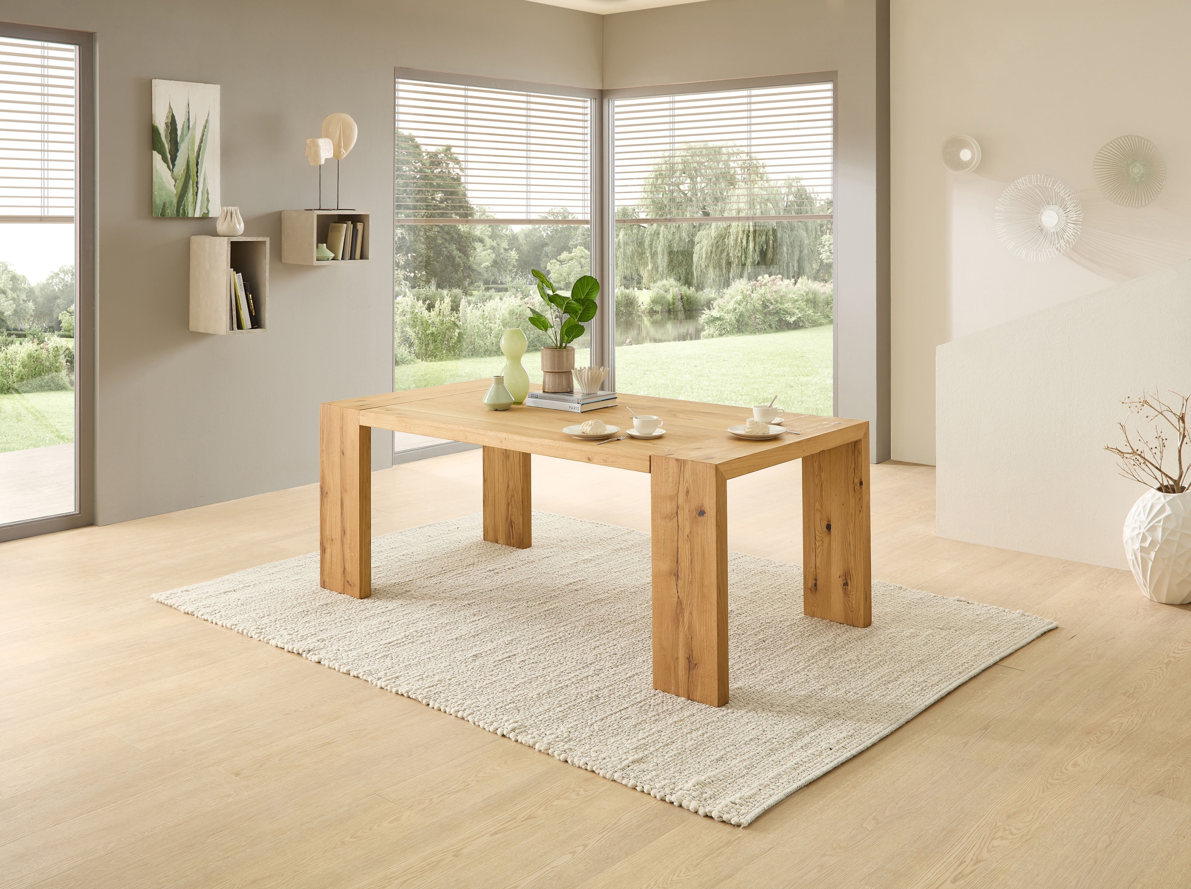 Stolkom Esstisch »Anno Esszimmertisch Eiche Massivholz geölt, FSC, BxHxT 200x76x100 cm«, Eiche Massivholz geölt, FSC®-Zertifiziert, Flächenbelastung bis 90 kg