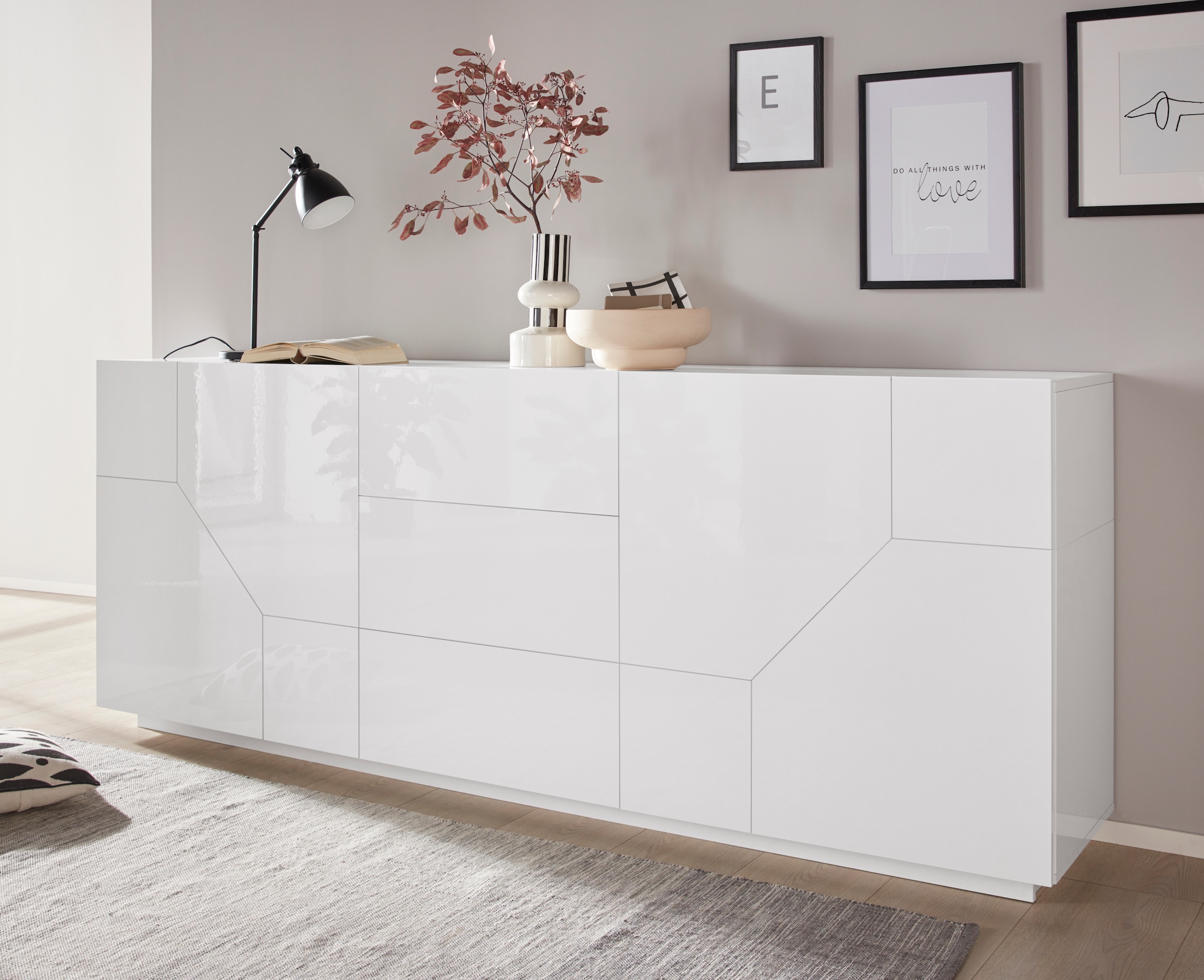 INOSIGN Sideboard »ALIEN-Kommode, Schrank, Anrichte mit 4 Türen und 3 Schubkästen«, Sideboard Breite ca. 200 cm "100 % Made in Italy"