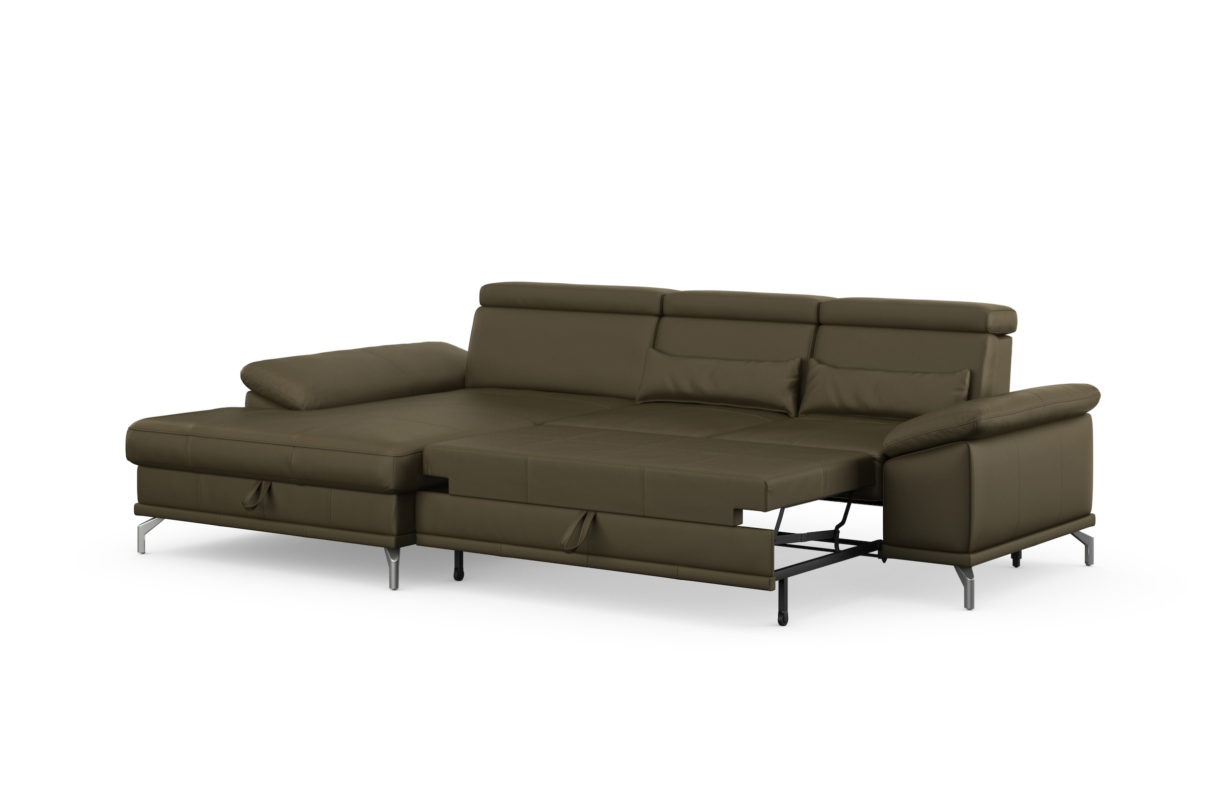 sit&more Ecksofa »Cabrio L-Form, mit Sitztiefenverstellung, Arm- und Kopfteilverstellung«, 2 Nierenkissen, Federkern, optional Bettfunktion und Stauraum