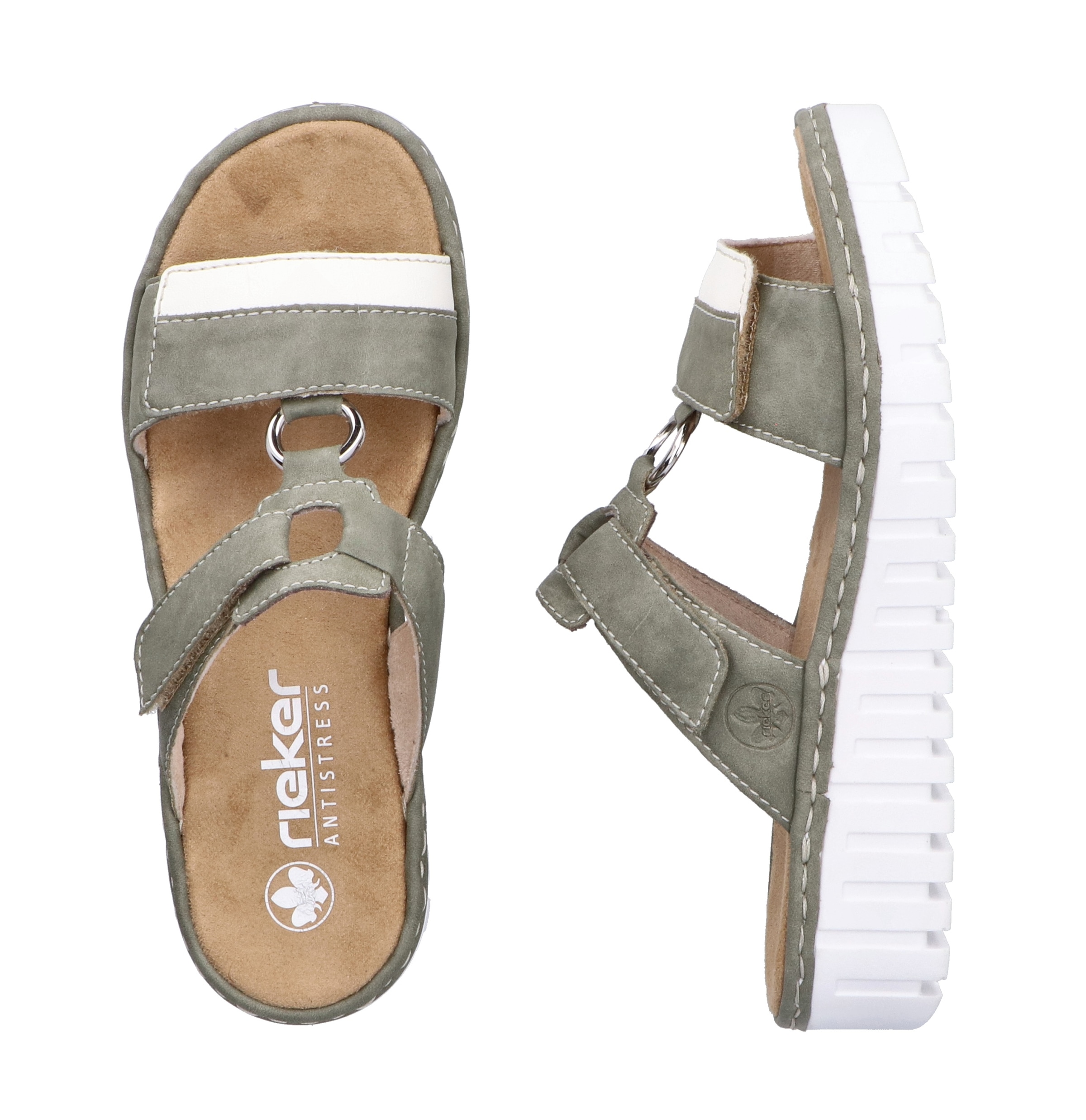 Rieker Keilpantolette, Sommerschuh, Strandschuh, Keilabsatz, mit zwei Klettverschlüssen