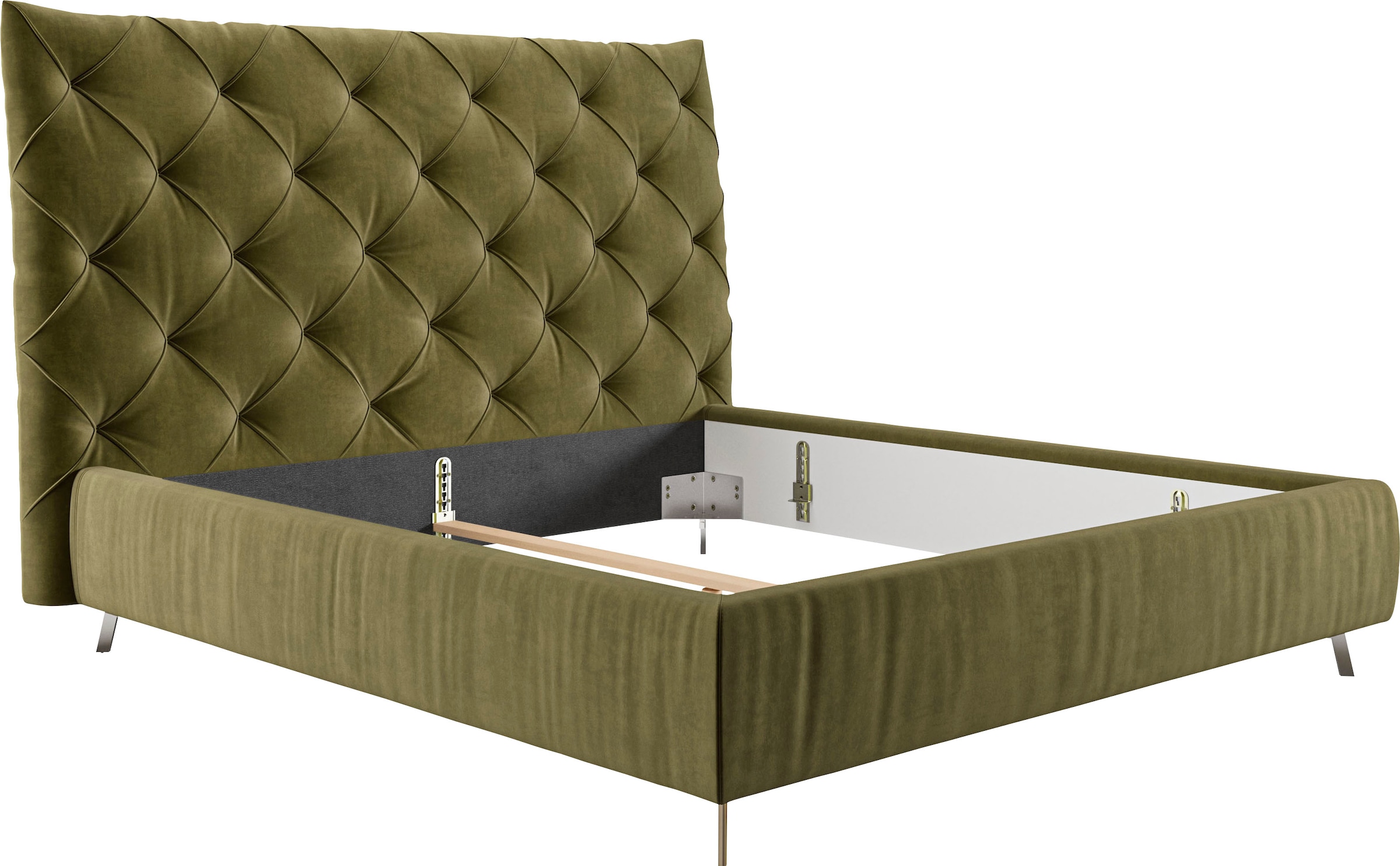 Home affaire Polsterbett »Elloree, in 4 Breiten, hinten mit Originalstoff bezogen, auch in Leder« Kopfteilhöhe 143cm, belastbar bis 280 kg, auch in Überlänge 220cm