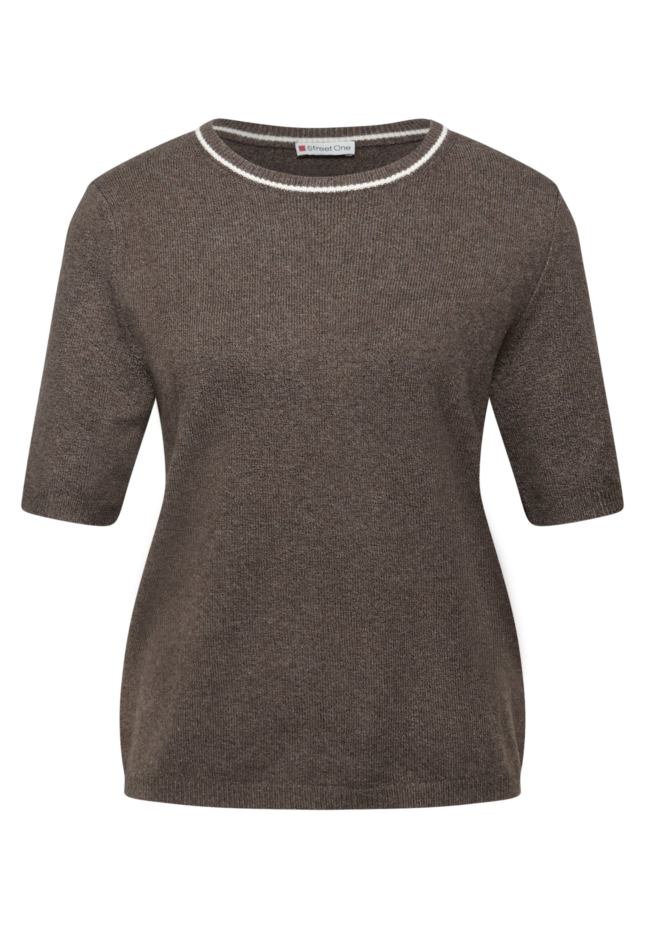 STREET ONE Kurzarmpullover, Strick-Optik, mit Kontrastdetail