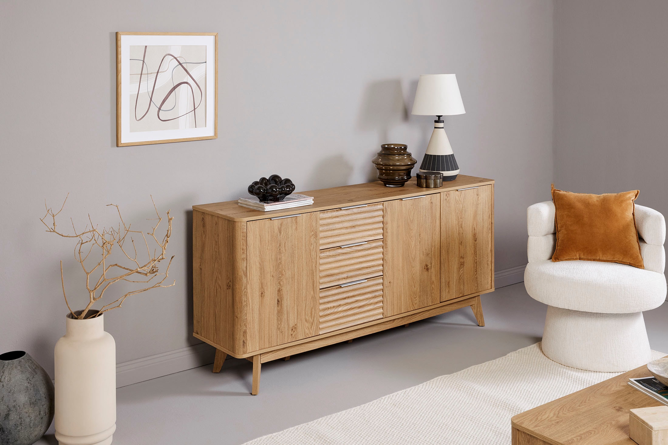 Jahnke Sideboard »WAVE SB 170« 1 Stk. tlg. Sideboard, 3 Schubladen + 3 Türen, Wellendesign, Breite 169,5 cm