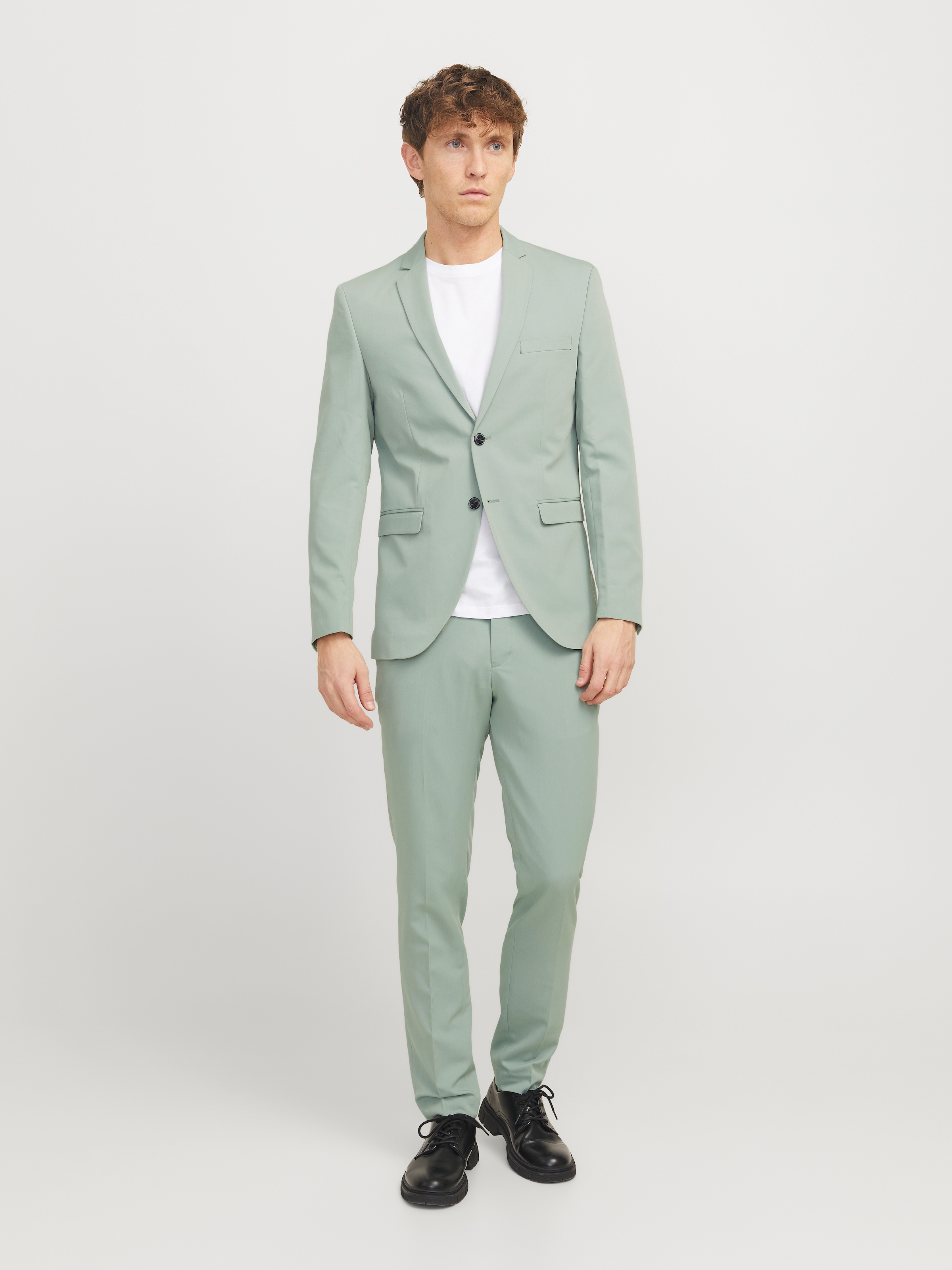 Jack & Jones Anzug »JPRFRANCO  Extra schmal, pflegeleicht, stilvoll mit fallendem Revers« slim fit Materialmix aus Polyester, Viskose und Elasthan

