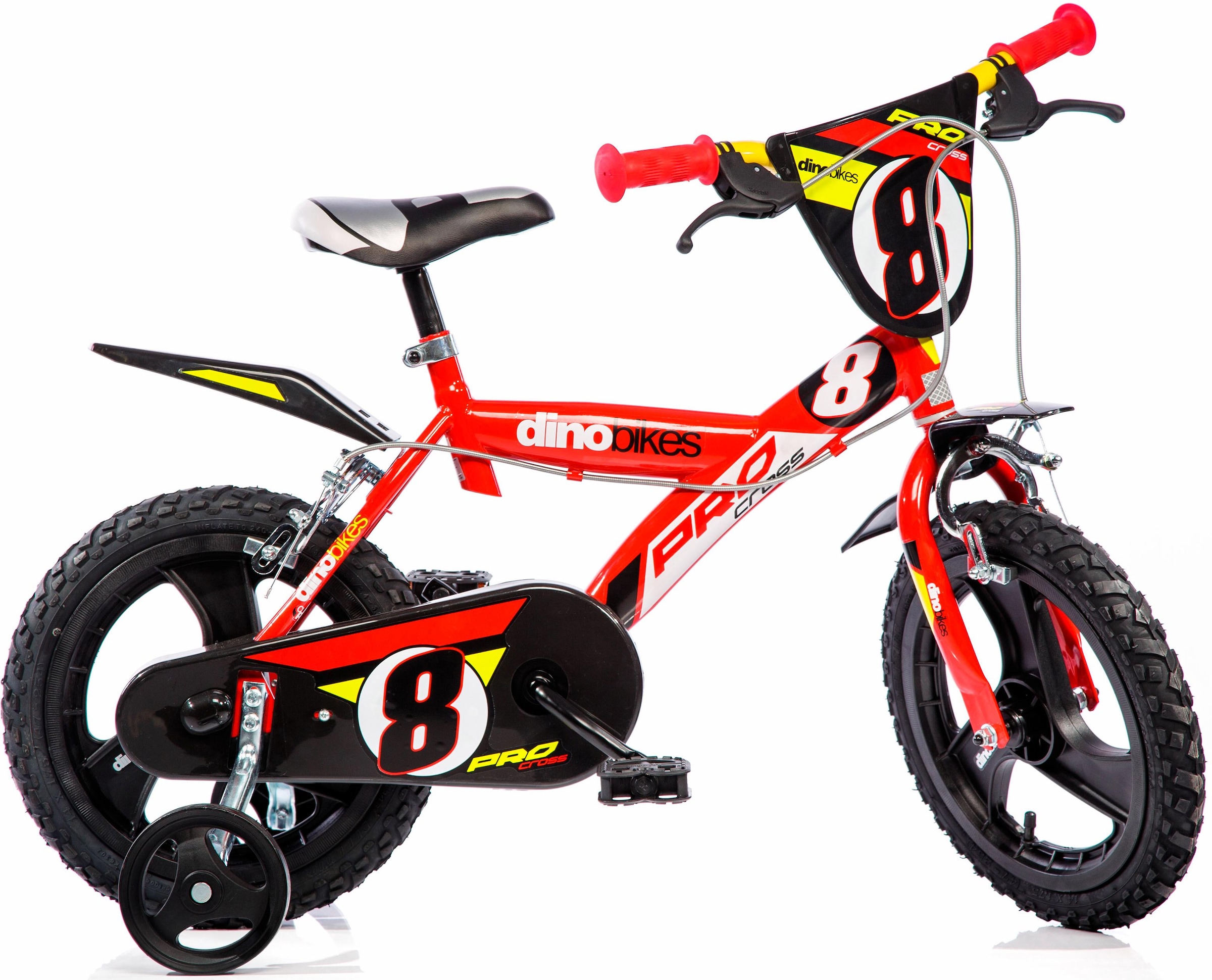 Dino Kinderfahrrad »Mountainbike 16 Zoll«, 1 Gang, mit Stützrädern, Frontschild und coolen Schutzblechen