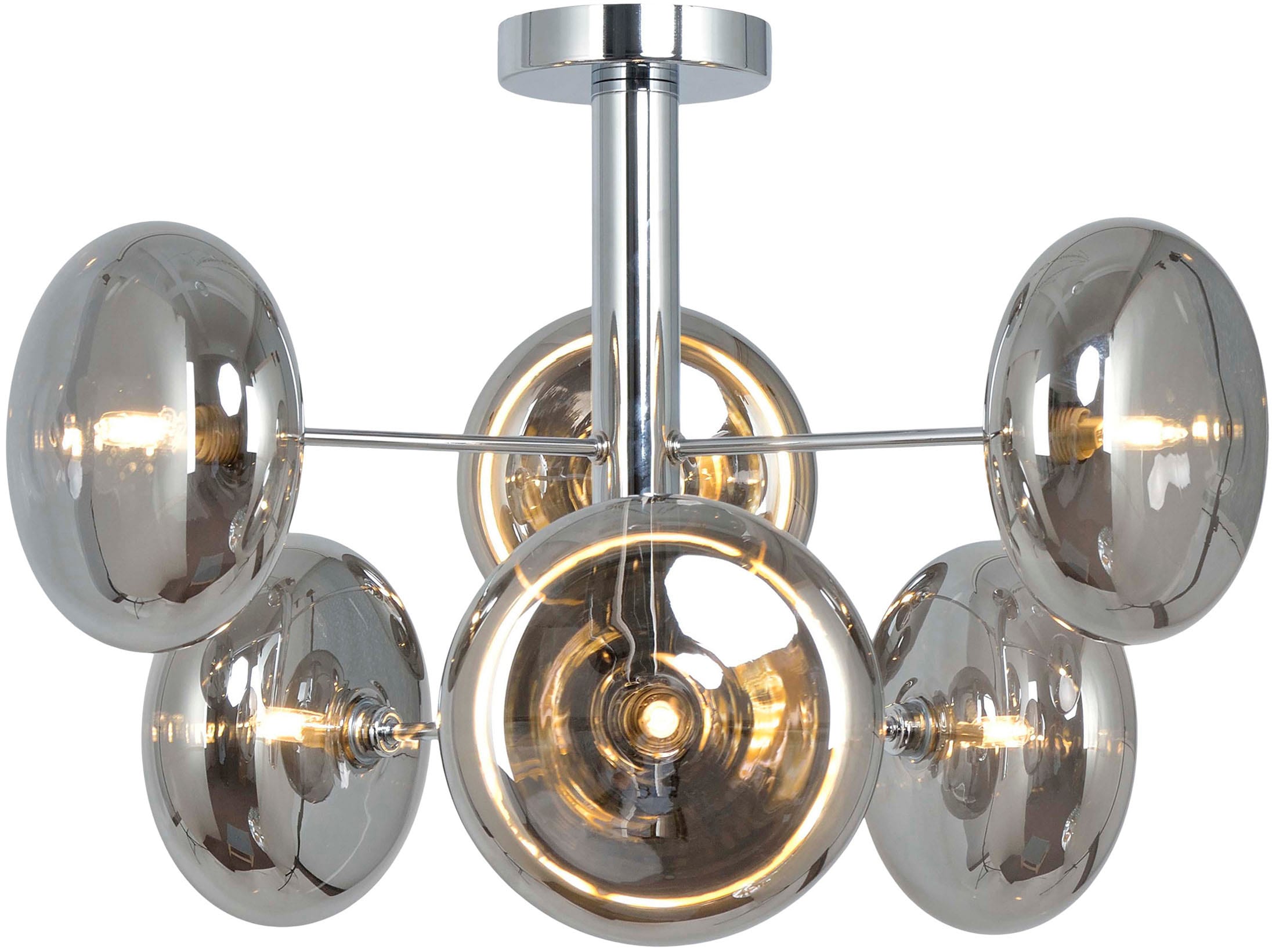 näve Deckenleuchten »Orion« G9 1 Stk. Glasschirme, 6flg. G9, exkl. Leuchtmittel, chrom-smokey, D: 53cm