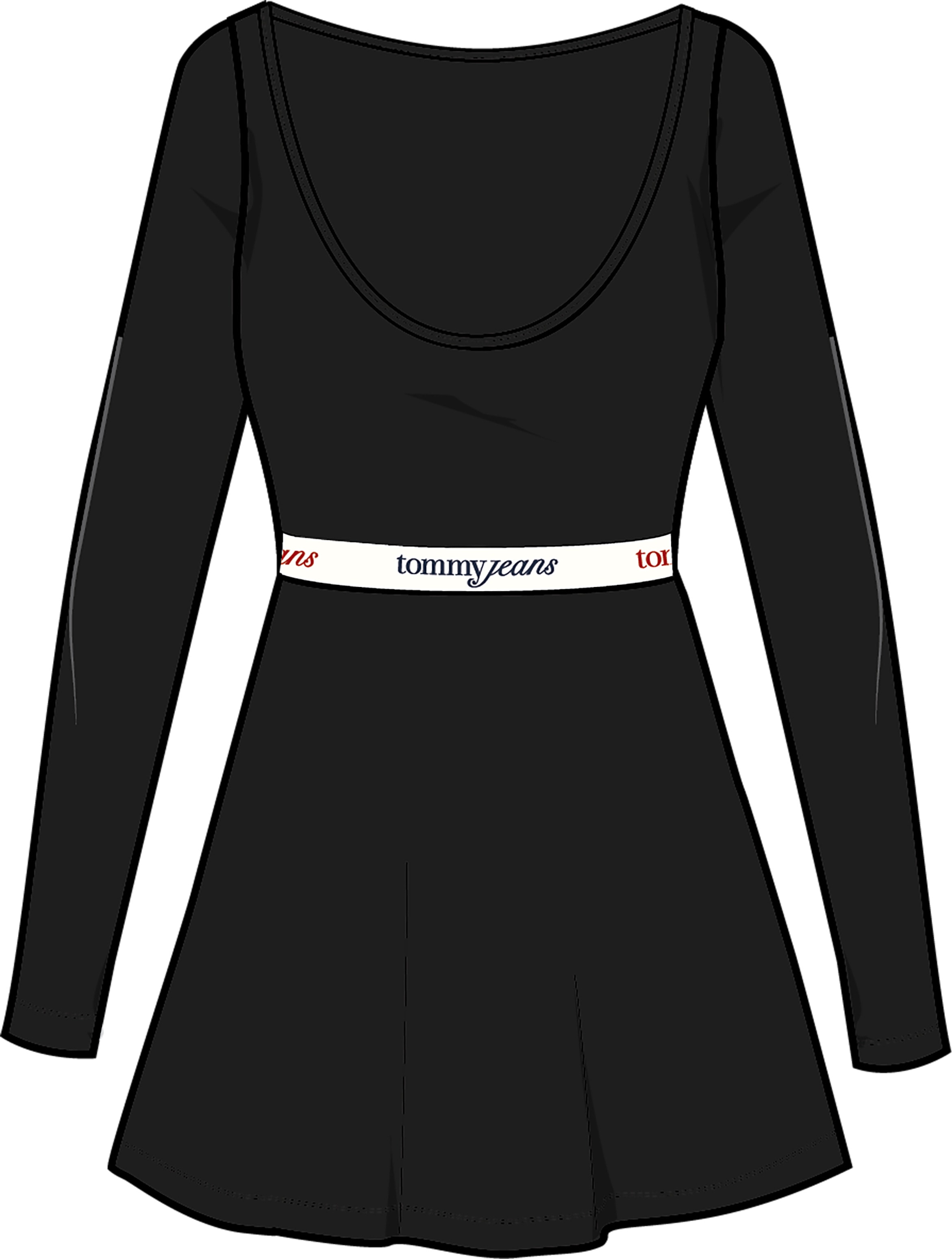 Tommy Jeans Jerseykleid »TJW TAPE FIT FLARE DRESS EXT«, mit Logo-Elastikbund
