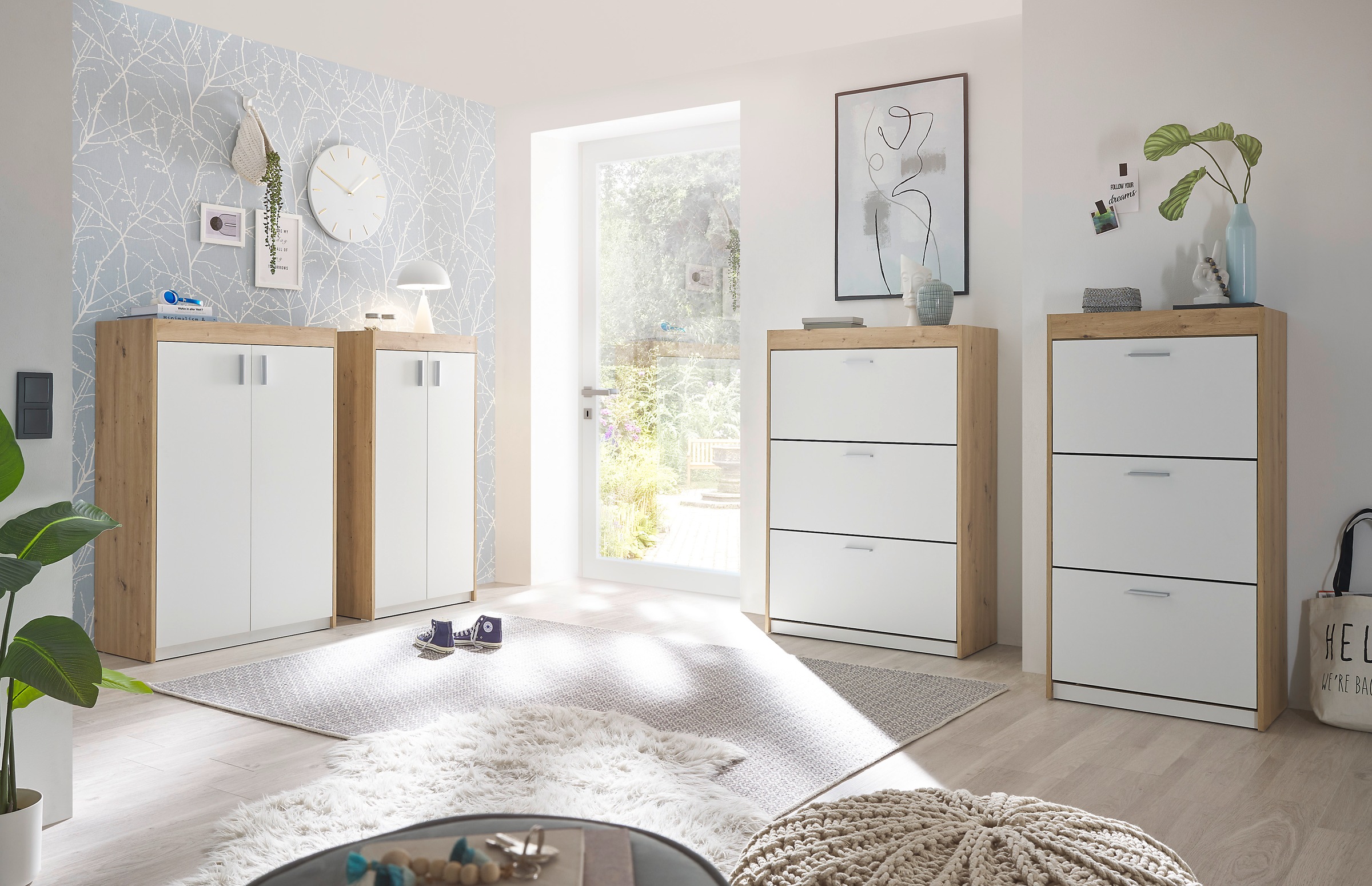 HBZ Schuhschrank »Paris weiß matt, BxHxT 84x126x38 cm«, (1 St.), Schuhschrank mit 4 Einlegeböden, Platz für ca. 15-20 Paar Schuhe