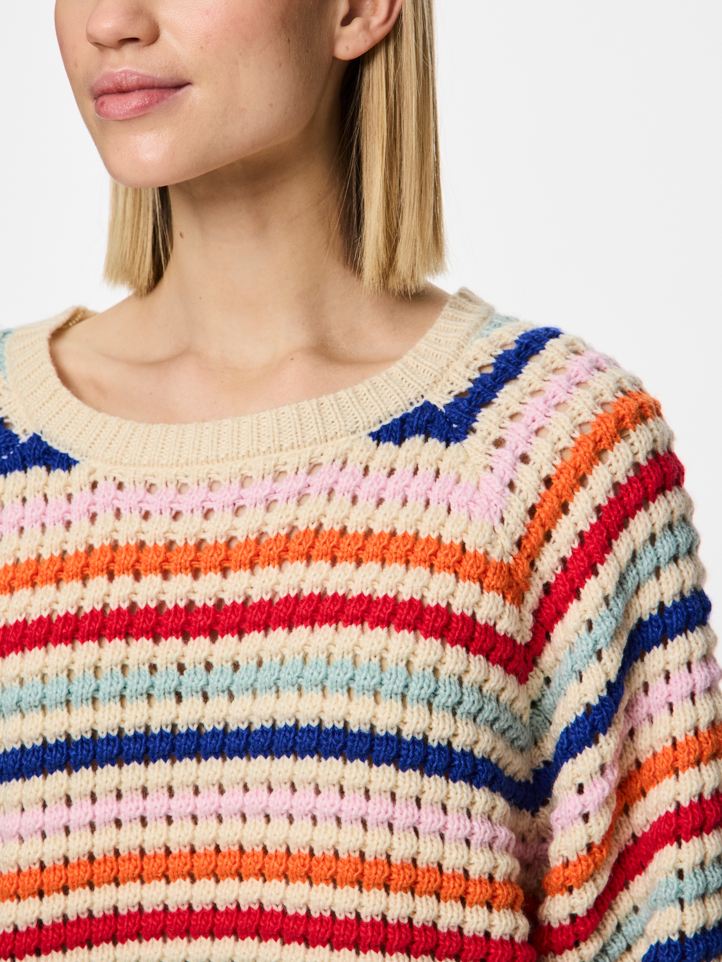 pieces Rundhalspullover »PCDOSLA LS O-NECK KNIT MM«