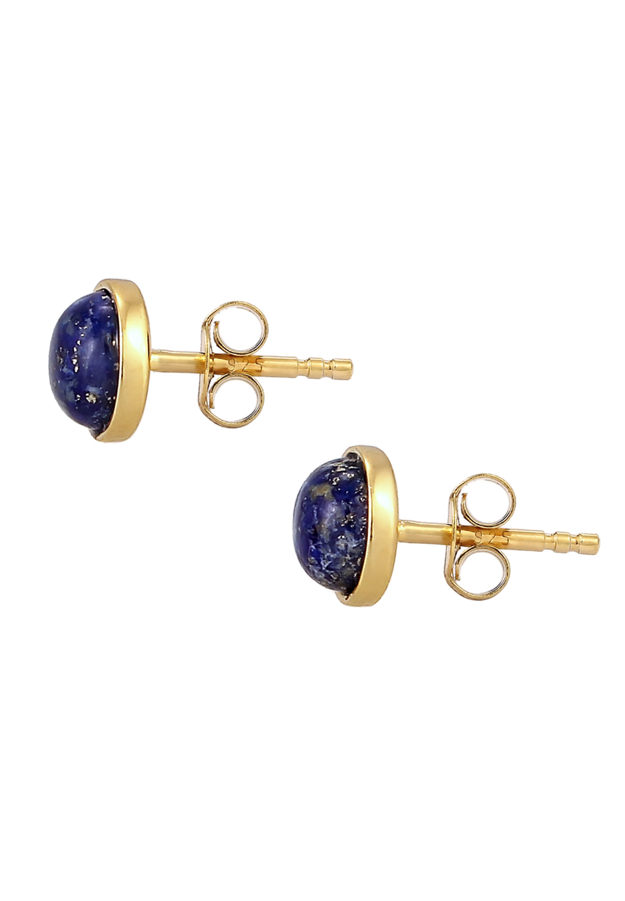 Elli Premium Paar Ohrstecker »Ohrringe Ohrstecker Rund Lapis Lazuli Blau 925 Sterling Silber vergoldet«
