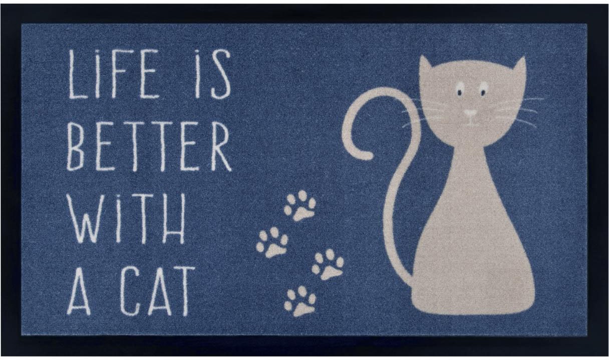my home Fußmatte »Katze, Türmatte«, rechteckig, 5 mm Höhe, Rutschfest, Tiermotiv, Cat, mit Spruch, Robust, Pflegeleicht