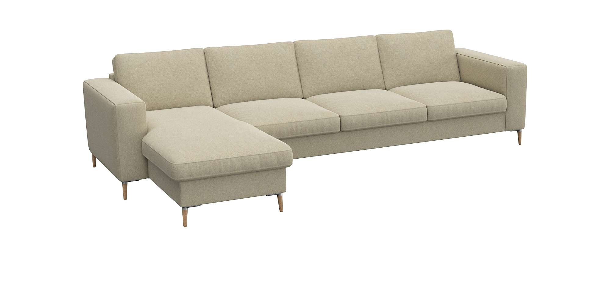 FLEXLUX Ecksofa »Fiore, super bequem durch hochwertigen Sitzaufbau mit Kaltschaum« breite Armlehnen, Füße Alu+ Eiche, L-Form