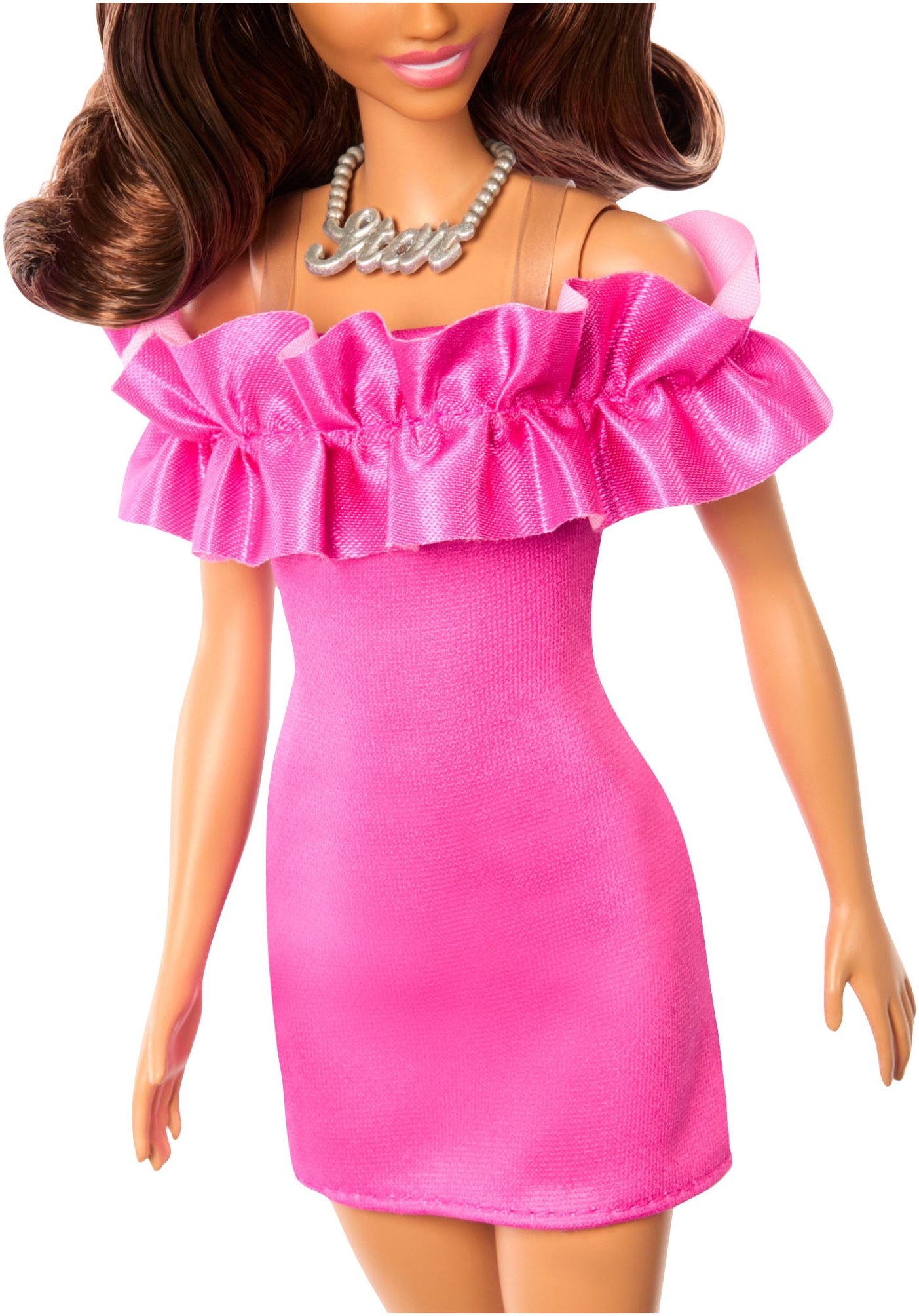 Barbie Anziehpuppe »Fashionistas, pinkfarbenes Kleid mit Rüschenärmeln«