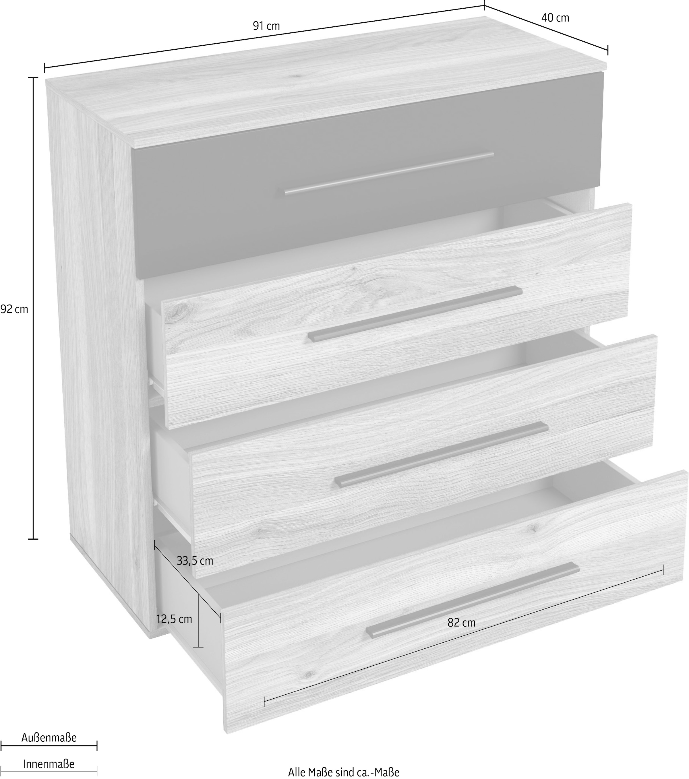 INOSIGN Kommode »Faweza,Breite 91 cm, Schubladenkommode, Sideboard mit Schublden«, Mehrzweckschrank viel Stauraum