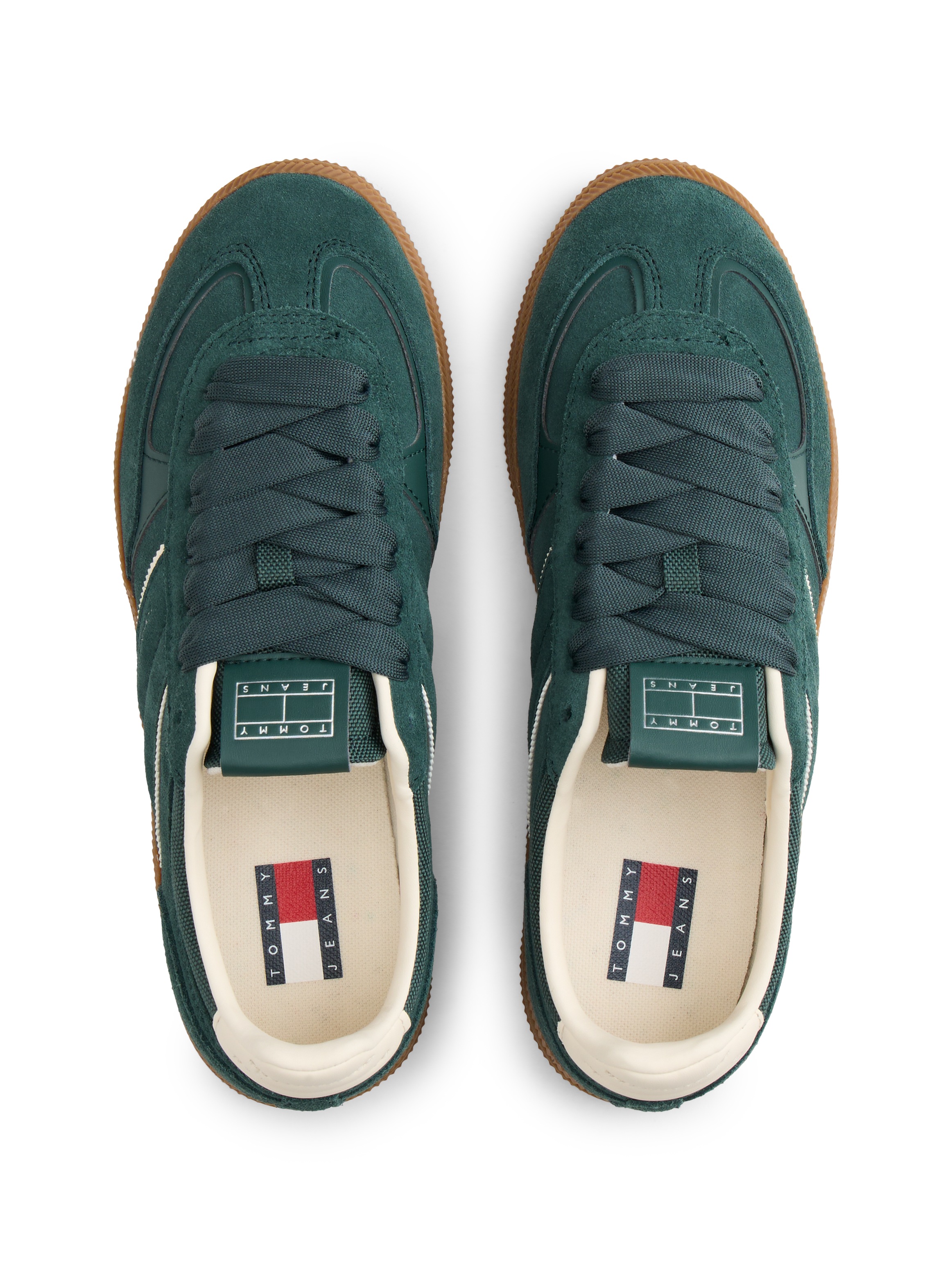 Tommy Jeans Plateausneaker »THE GREENWICH EDGE SUEDE«  Freizeitschuh, Halbschuh, Schnürschuh mit gepolstertem Schaftrand