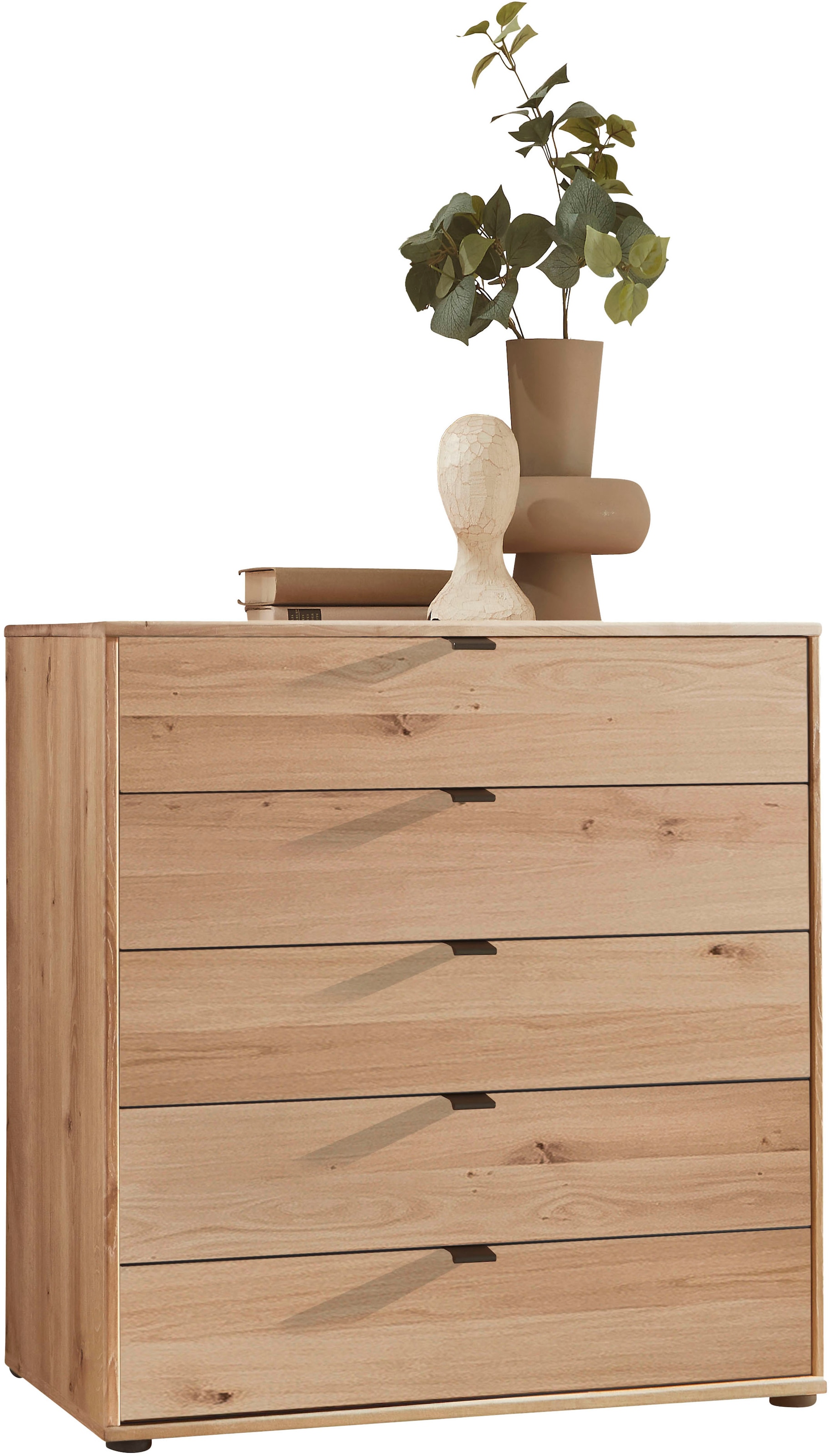 WIEMANN Schubkastenkommode "Cardiff Sideboard, Wäscheschrank, teilmassiv Bianco-Eiche, Schubladen" Glas- oder Massivholzfront, verschiedene Breiten, MADE IN GERMANY, Schubkästen inklusive Selbsteinzug und Dämpfung