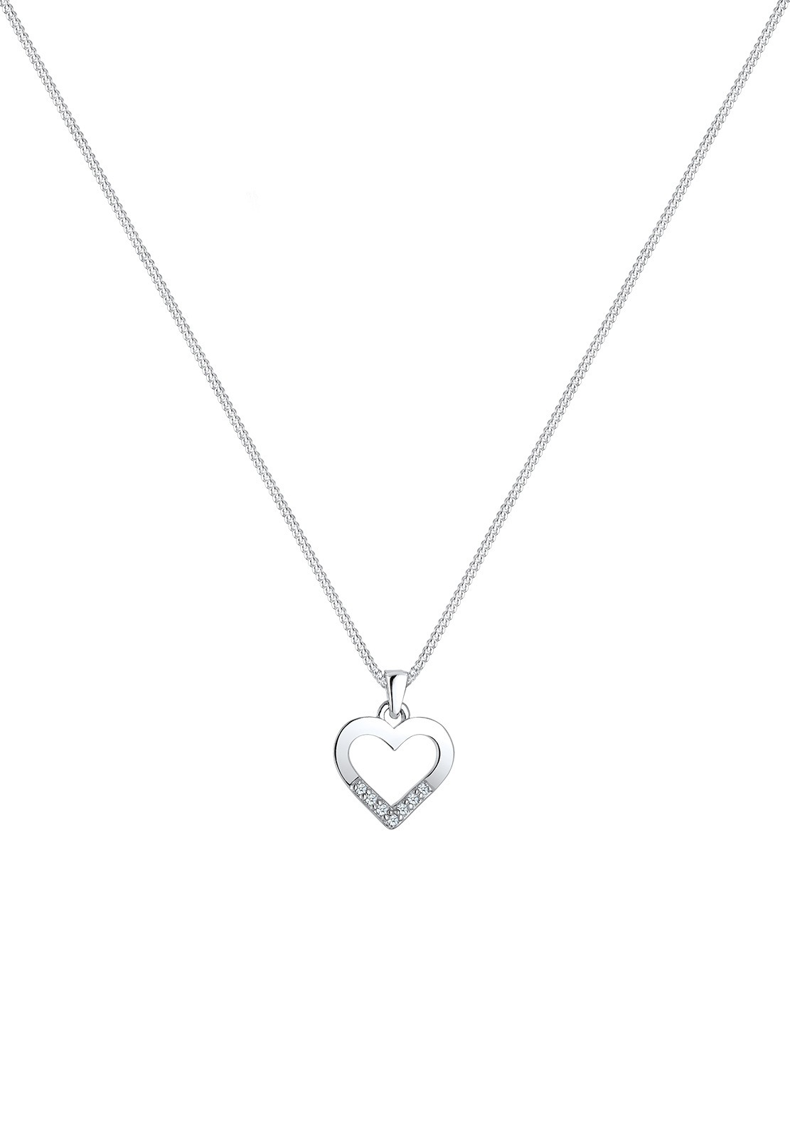 Elli DIAMONDS Silberkette »Halskette Herz Diamant Weiß Brillantschliff (0.035 ct) 925 Sterling Silber«