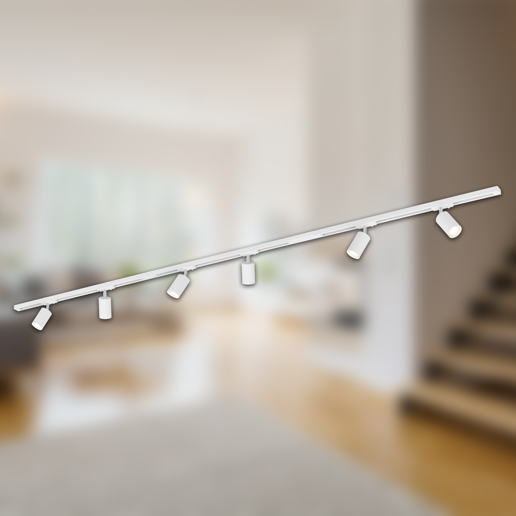 Briloner Leuchten Schienensystem-Sets »RAIL« GU10 2 Stk. Schienensystem Rail 2,25 m Weiß max. 9W Decke Wohnzimmer Büro Küche