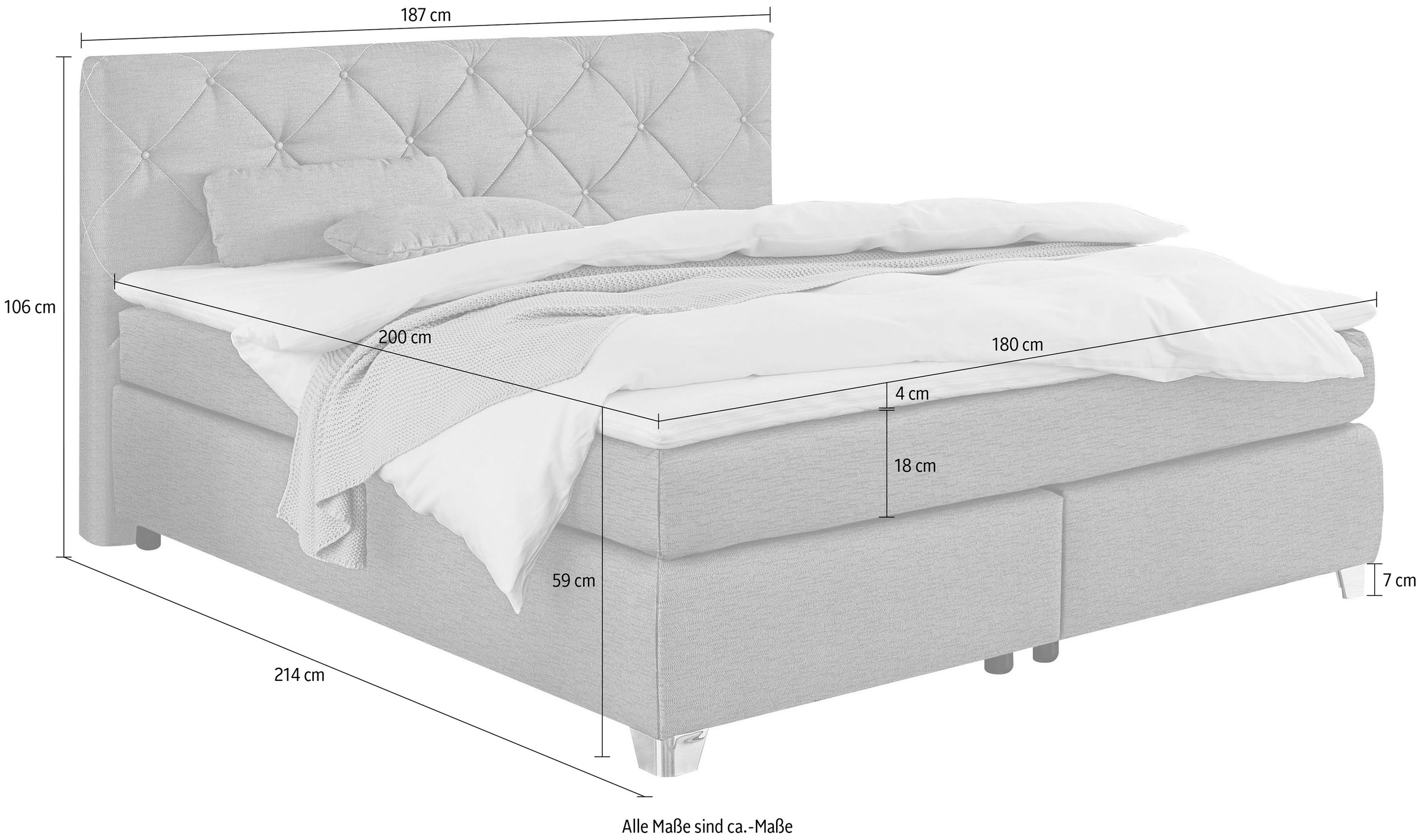 Jockenhöfer Gruppe Boxspringbett »Finja«, mit Topper und Zierkissen, erhältlich in 90,120,140 & 180cm Breite