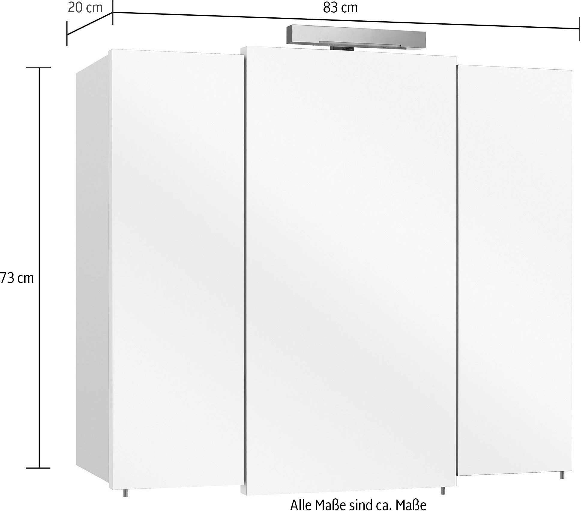 Saphir Badmöbel-Set »Quickset 312 5-teilig, Keramik-Waschtisch und LED-Spiegelschrank«, (Set, 5 St.), inkl. Türdämpfer, Hochschrank, 2 Unterschränke, 6 Türen, 3 Schubladen