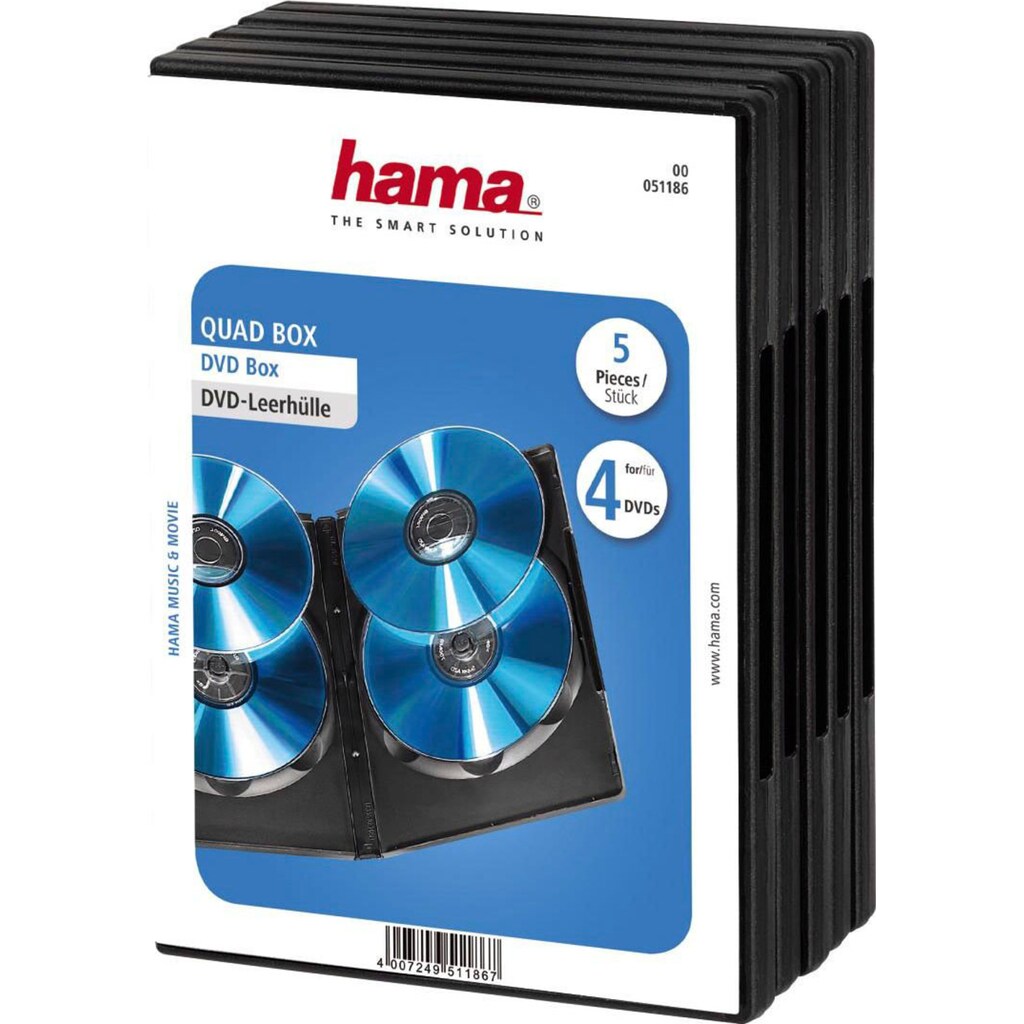 Hama DVD-Hülle »DVD-Leerhülle Quad Box, 5er-Pack, Schwarz«