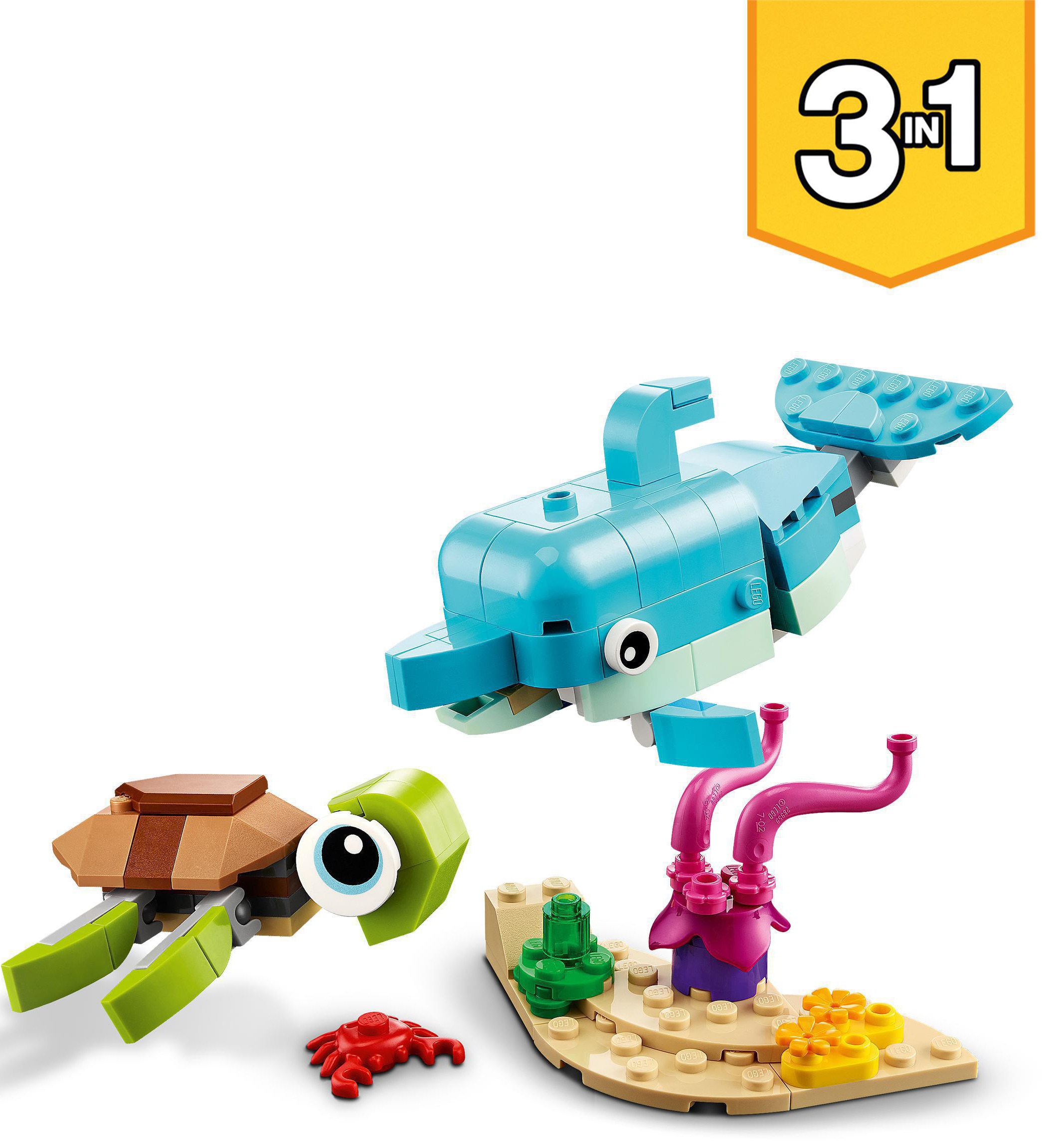 LEGO® Konstruktionsspielsteine »Delfin und Schildkröte (31128), LEGO® Creator 3in1«, (137 St.), Made in Europe