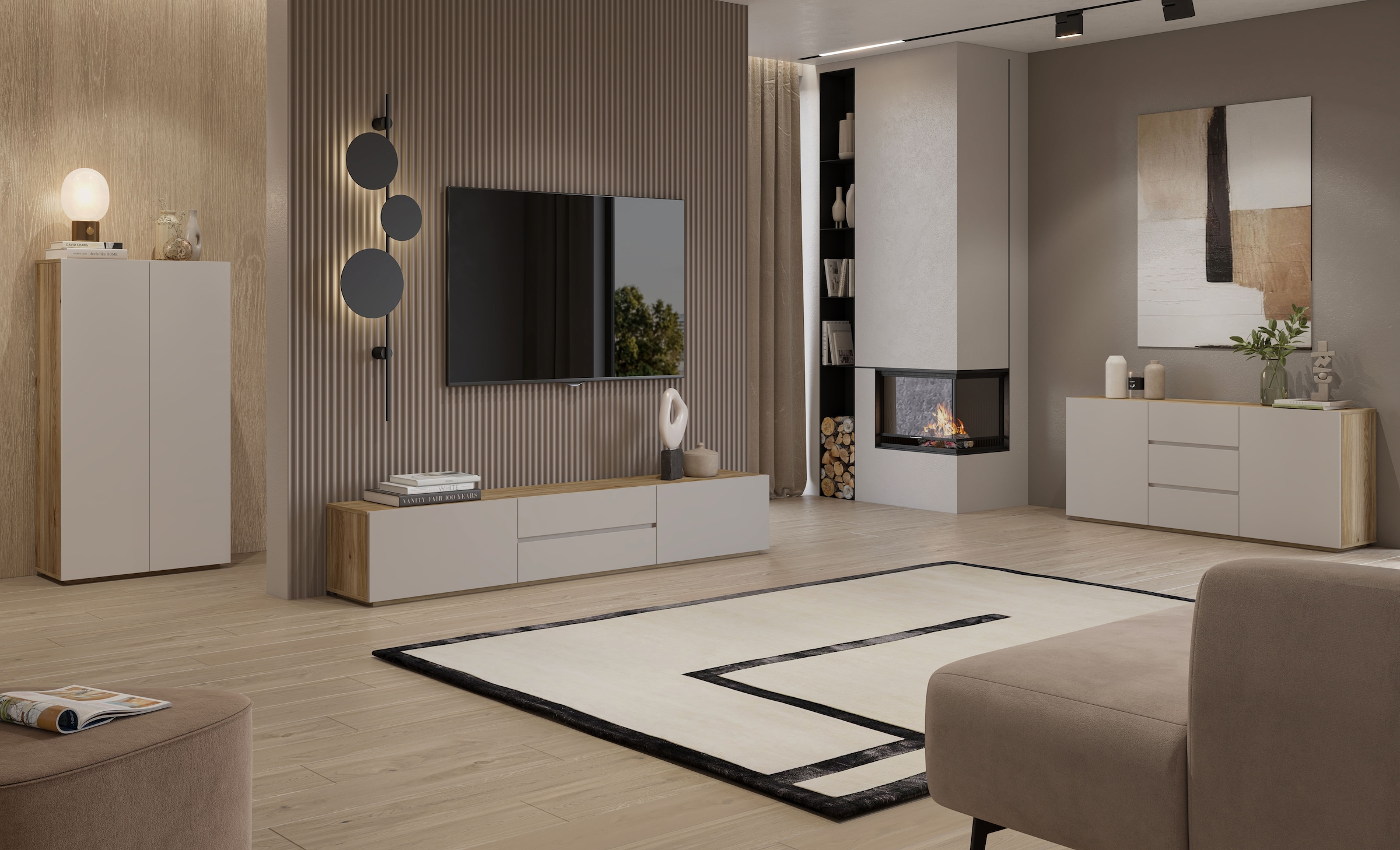 OTTO home Sideboard »Criss, Breite 150 cm, moderne grifflose Kommode 2Türen/3SK« Schubladenkommode mit viel Stauraum, Einlegeböden verstellbar