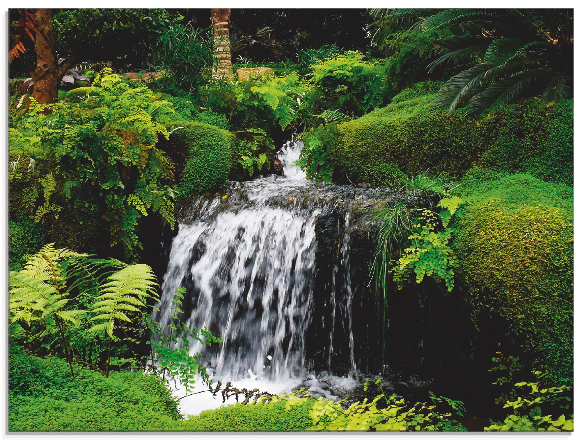 Artland Glasbild »Wasserfall im Grünen«, Gewässer, (1 St.), in verschiedenen  Größen auf Rechnung kaufen