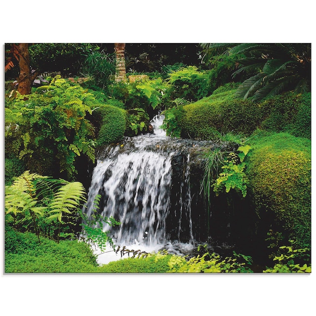 Artland Glasbild »Wasserfall im Grünen«, Gewässer, (1 St.), in verschiedenen  Größen auf Rechnung kaufen