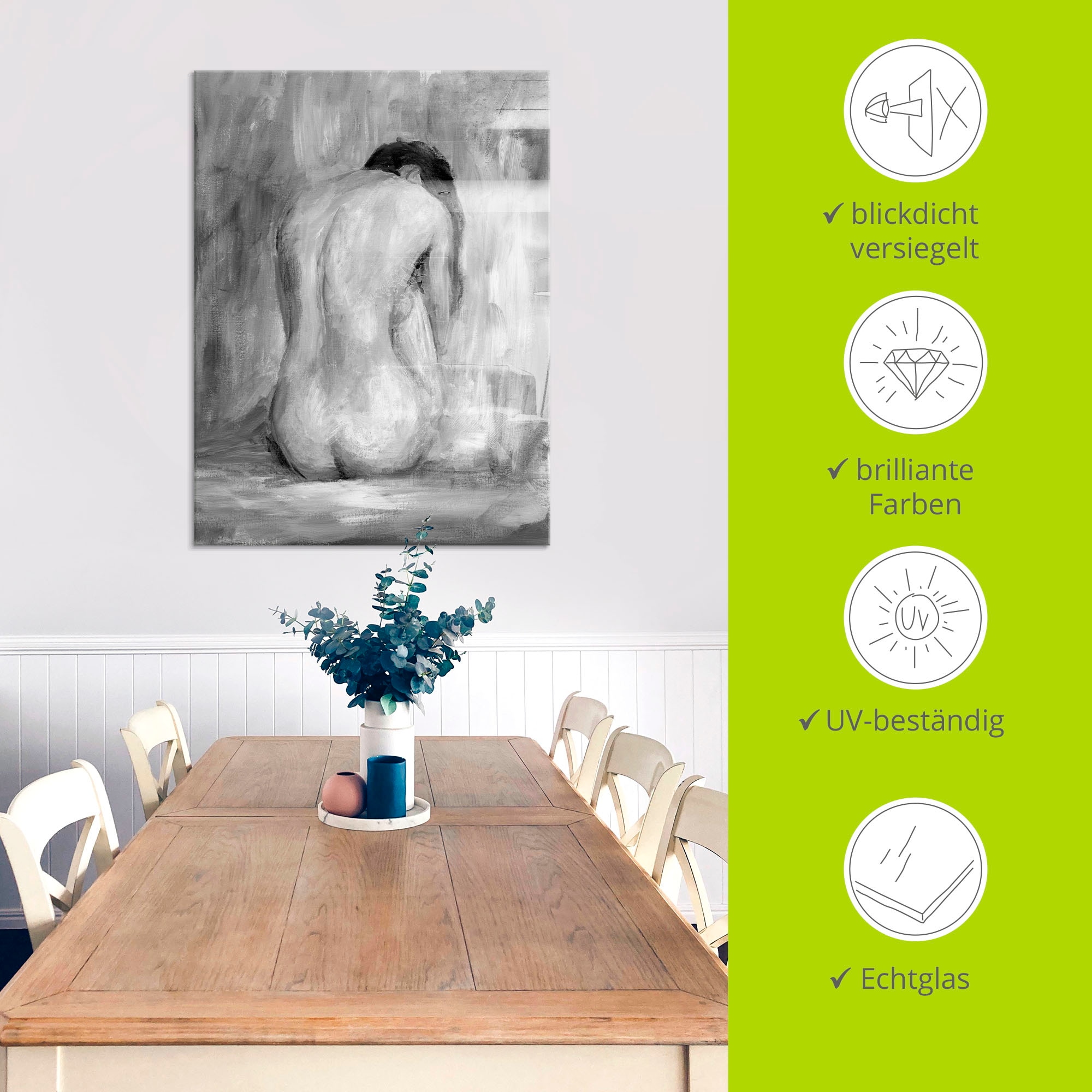 Artland Glasbild »Figur in schwarz & weiß II« Frau 1 Stk. tlg. in verschiedenen Größen