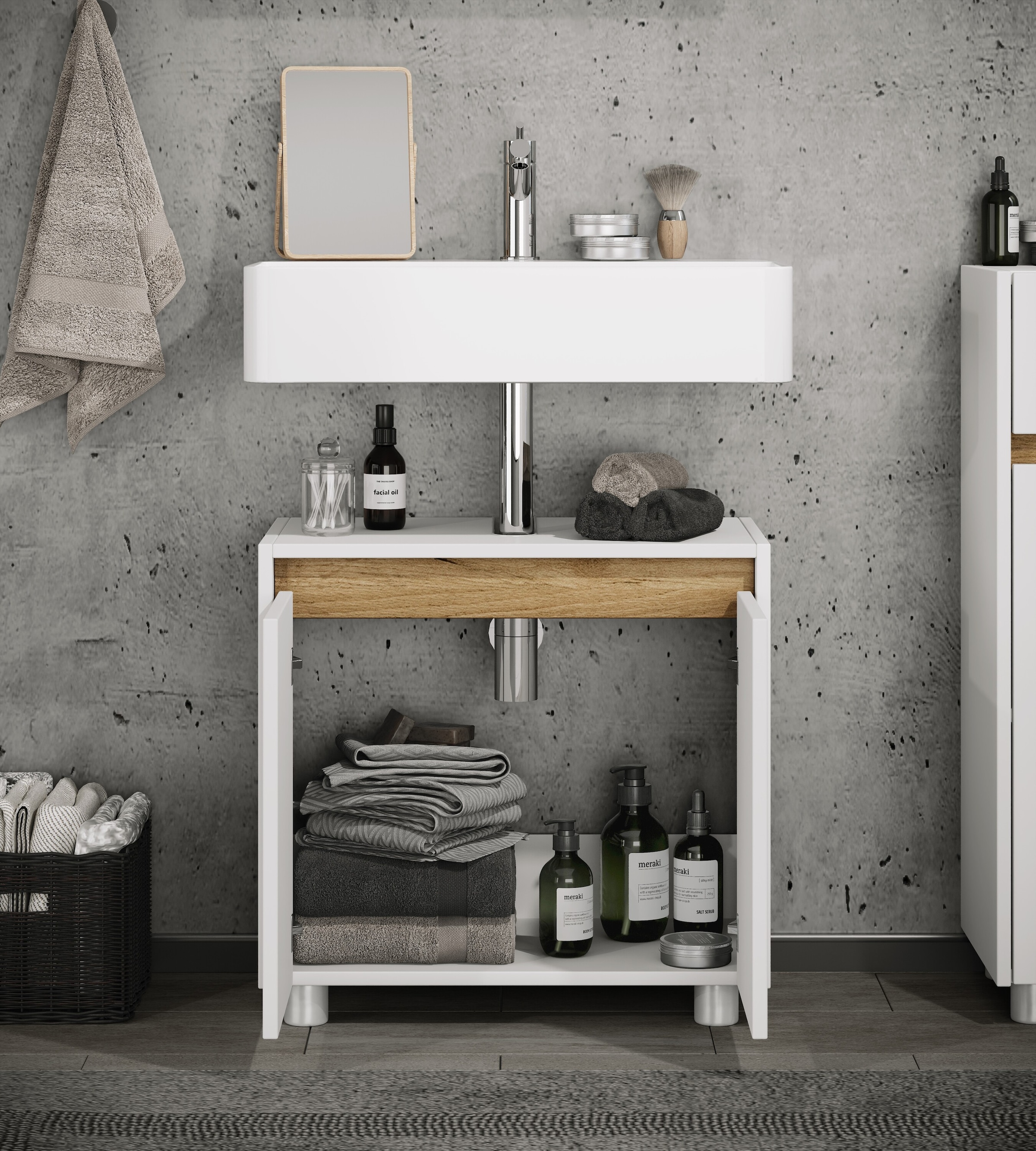 VCM Waschbeckenschrank »Holz Badschrank Badunterschrank Waschbecken Cosila« 1 Stk. tlg.