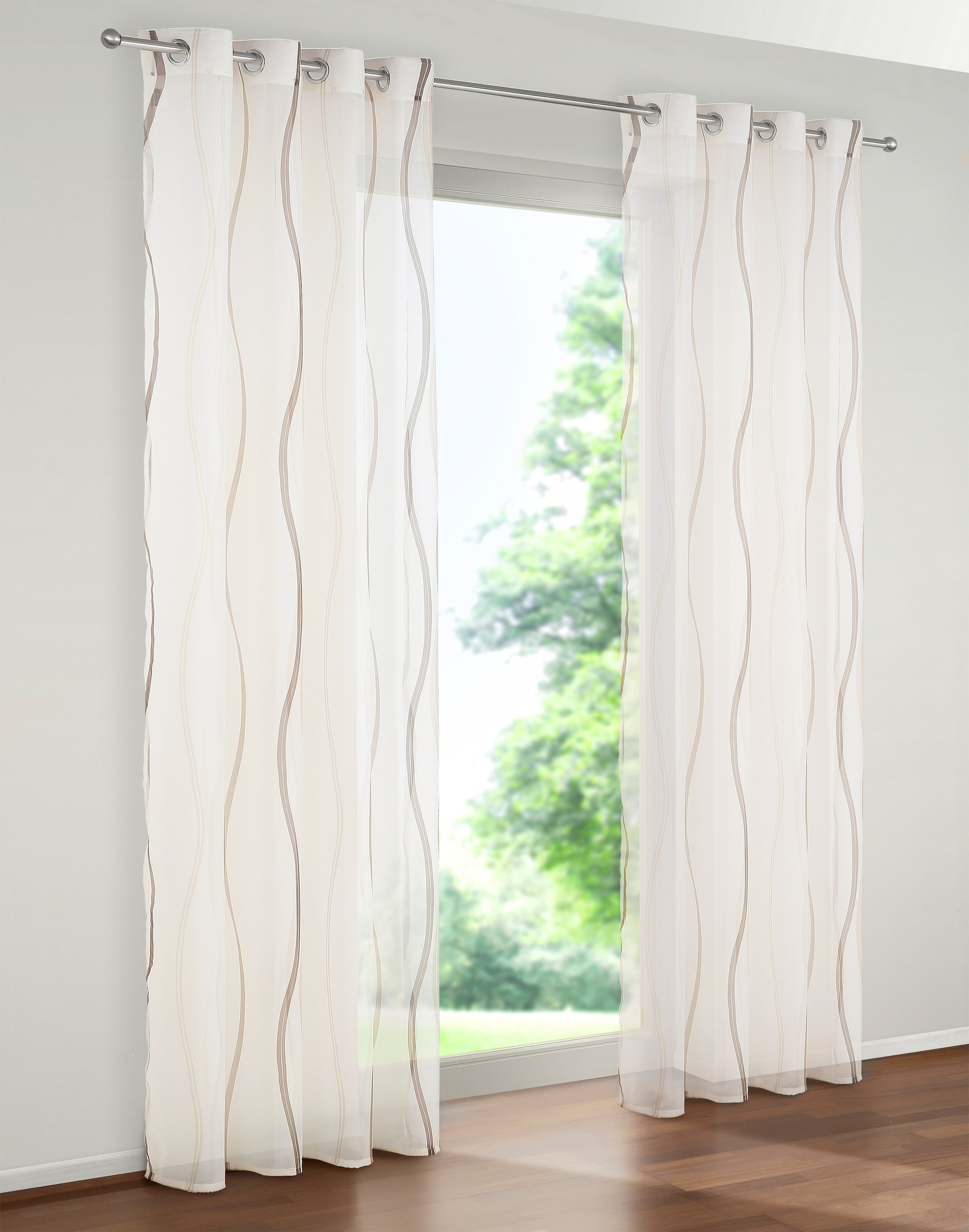 my home Gardine »Dimona«, (2 St.), 2-er Set, transparent, Voile, Polyester, Wellen