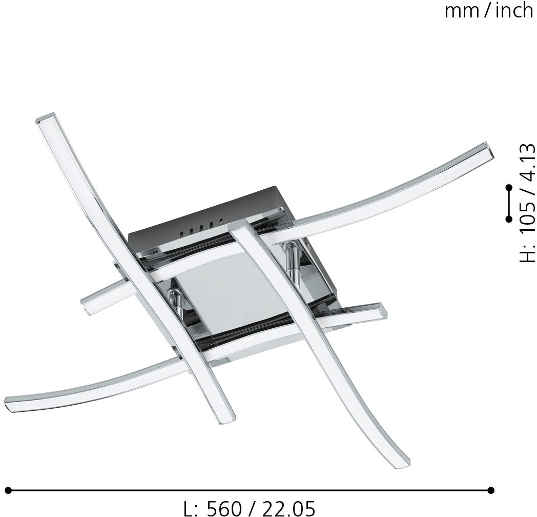 EGLO Deckenleuchte »VALMORA Deckenlampe, Alu und Kunststoff, IP20, Wohnzimmerlampe, Lampe« LED-Board Warmweiß Wand-/Deckenleuchte, L56 x B56 x H10,5 cm, chrom, 4X5,2W inkl.