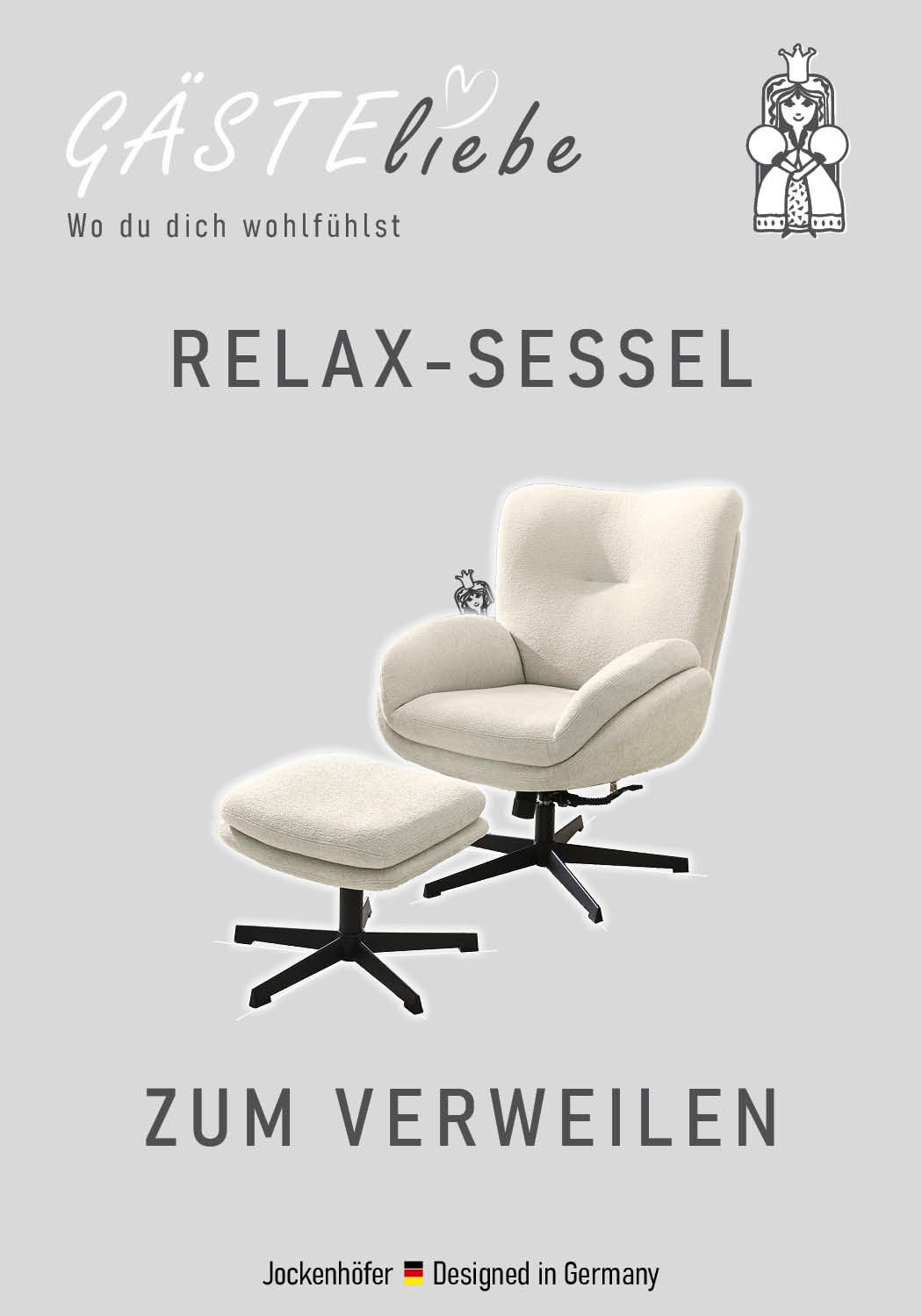 Jockenhöfer Gruppe Relaxsessel »Hawaii, B: 76 cm, Sitzhöhe: 48 cm« Set: mit Hocker, 360° Drehfunktion, feststellbare Wipp-Funktion