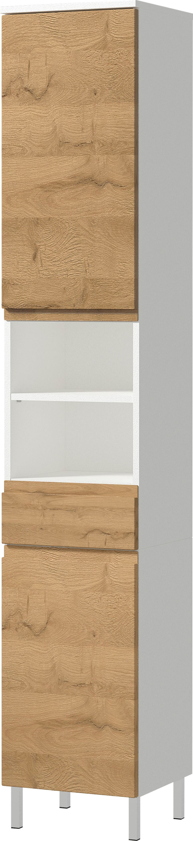 GERMANIA Badmöbel-Set »Torrance«, (4 St.), Unterschrank, Spiegel mit Beleuchtung, Kommode und Hochschrank