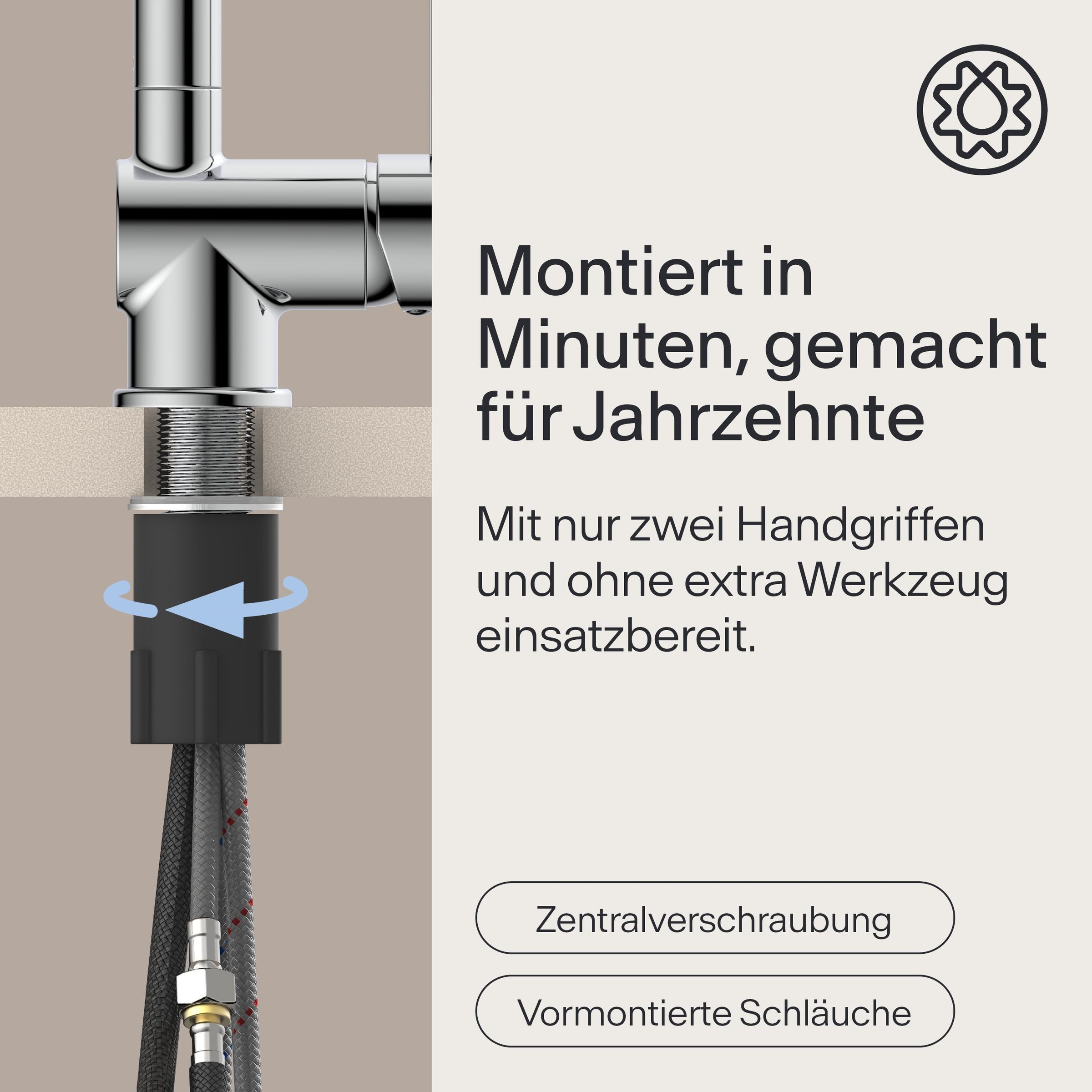 WASSERWERK Spültischarmatur »WK 4, Wasserhahn, Küche, Einhebelmischer« 360° schwenkbar, Cold-Start-Funkt., herausziehbar