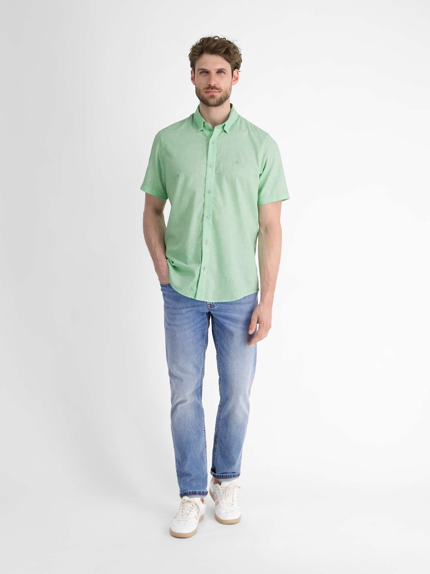 LERROS Kurzarmhemd »LERROS Kurzarmhemd mit verdecktem Button-down-Kragen«