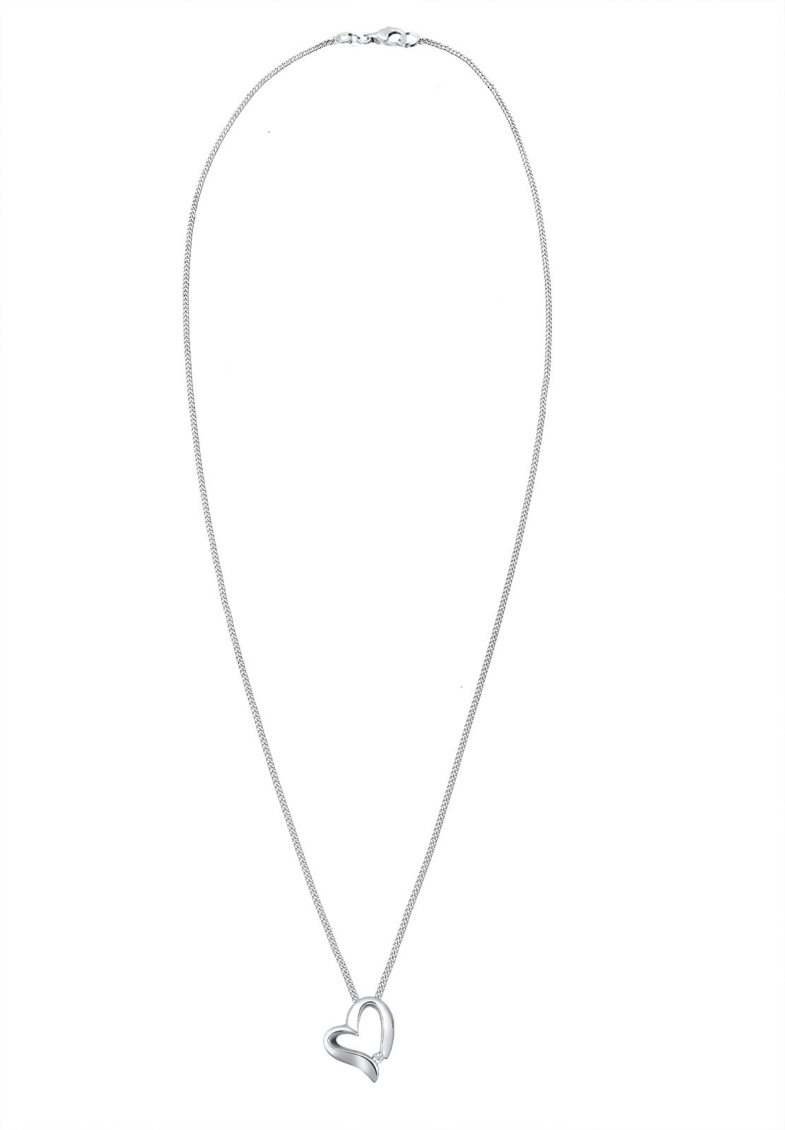 Elli DIAMONDS Silberkette »Halskette Herz Romantisch Diamant (0.015 ct.) 925 Silber«
