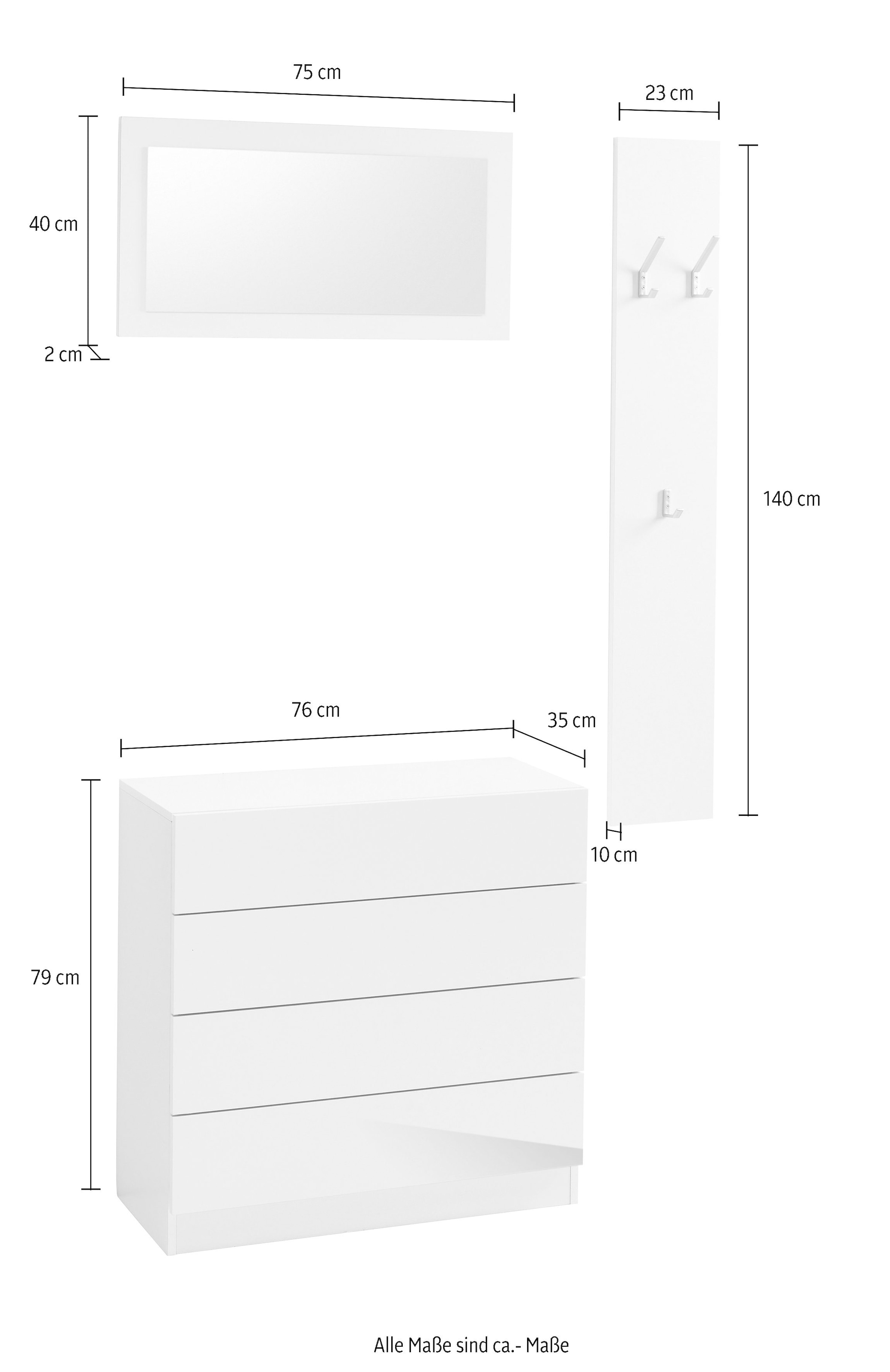 bequem Open- Möbel 3«, Push to Funktion »Vaasa Garderoben-Set St.), mit 3 bestellen (Set, borchardt