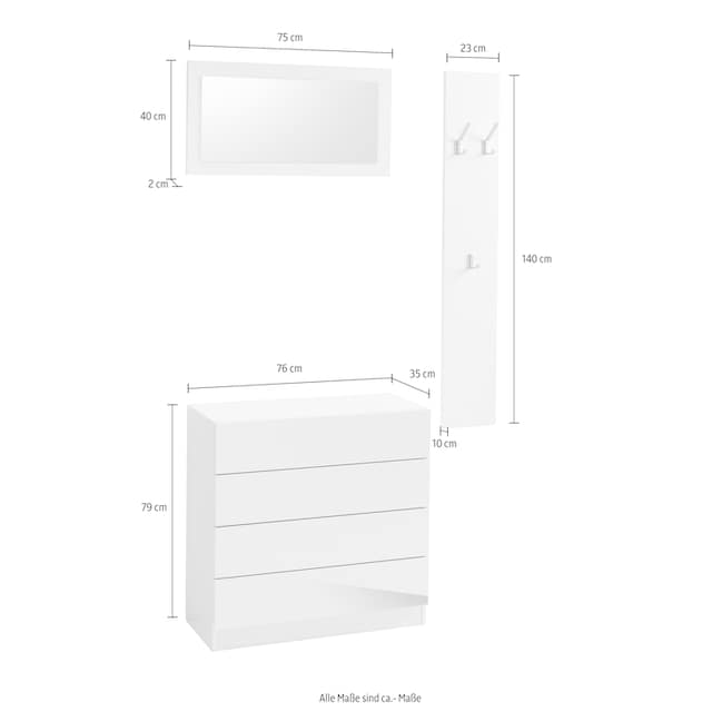 borchardt Möbel Garderoben-Set »Vaasa 3«, (Set, 3 St.), mit Push to Open- Funktion bequem bestellen