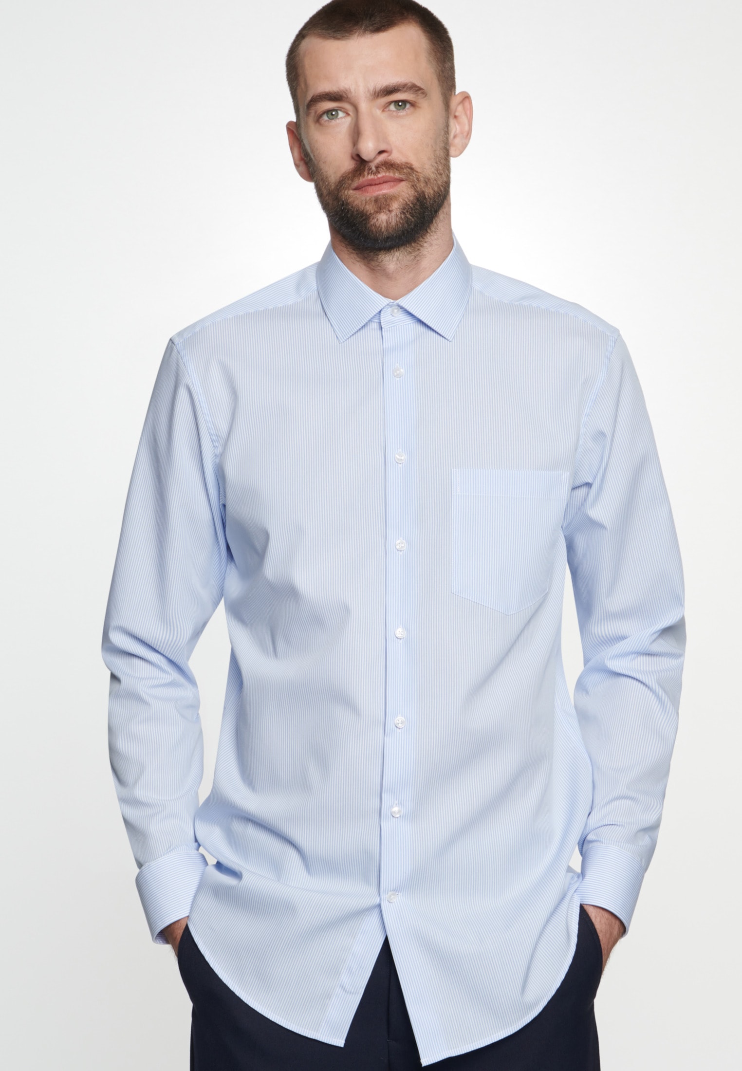 seidensticker Businesshemd »Schwarze Rose« Regular 1/1 Kentkragen Gestreift