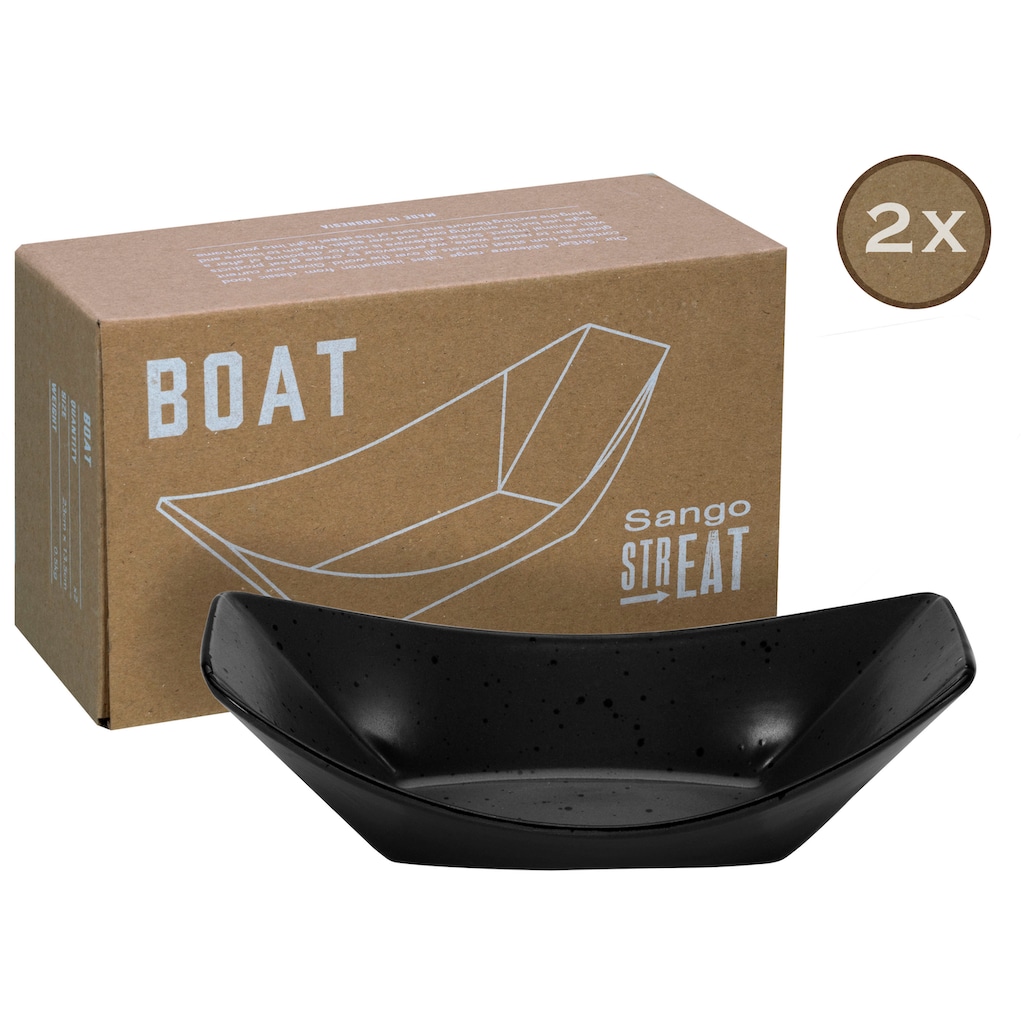 CreaTable Servierschale »Boat«, 2 tlg., aus Steinzeug, Snackschale, Topaktueller „Streat Food“ Trend