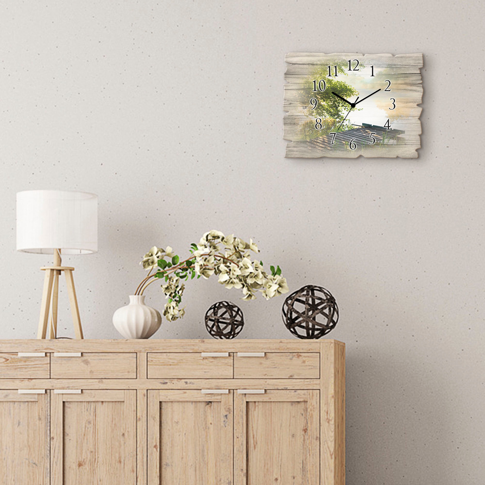 Artland Wanduhr »Angelsteg am Morgen« wahlweise mit Quarz- oder Funkuhrwerk, lautlos ohne Tickgeräusche