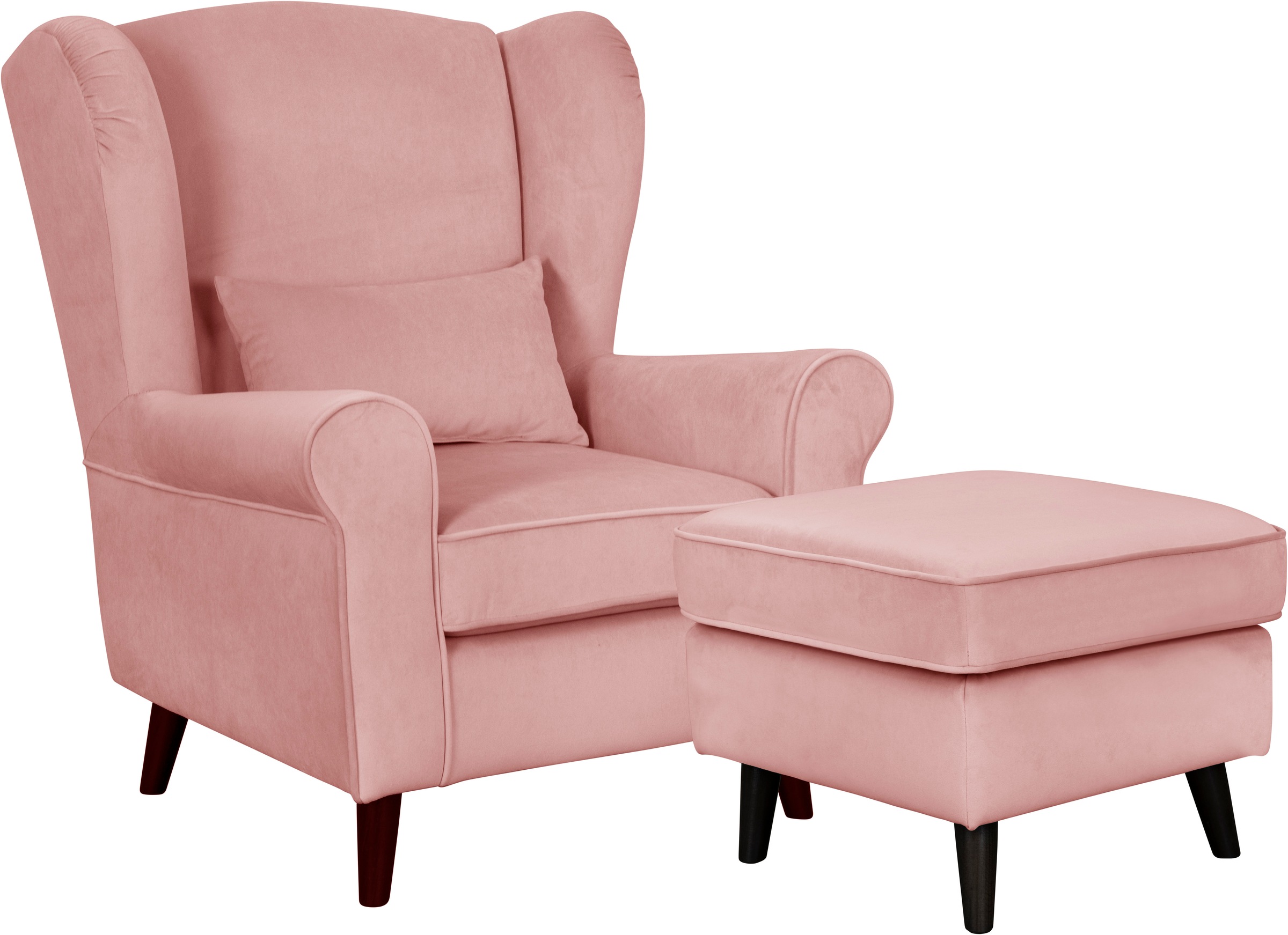 Home affaire Sessel »Ohrensessel CHISTELLE, wahlweise mit Polsterhocker«, mit Wellenunterfederung, Maße: B/T/H: 81/87/99 cm