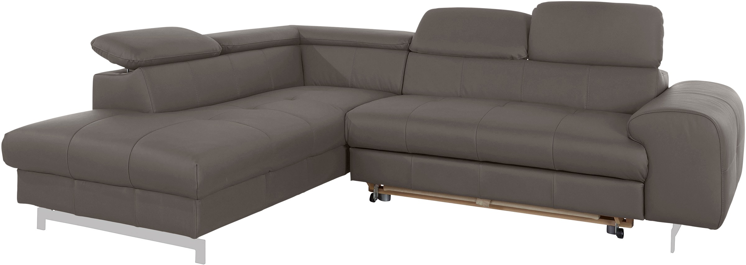 COTTA Ecksofa »Chef L-Form«, mit Kopfteilverstellung, edle Metallkufen, wahlweise mit Bettfunktion
