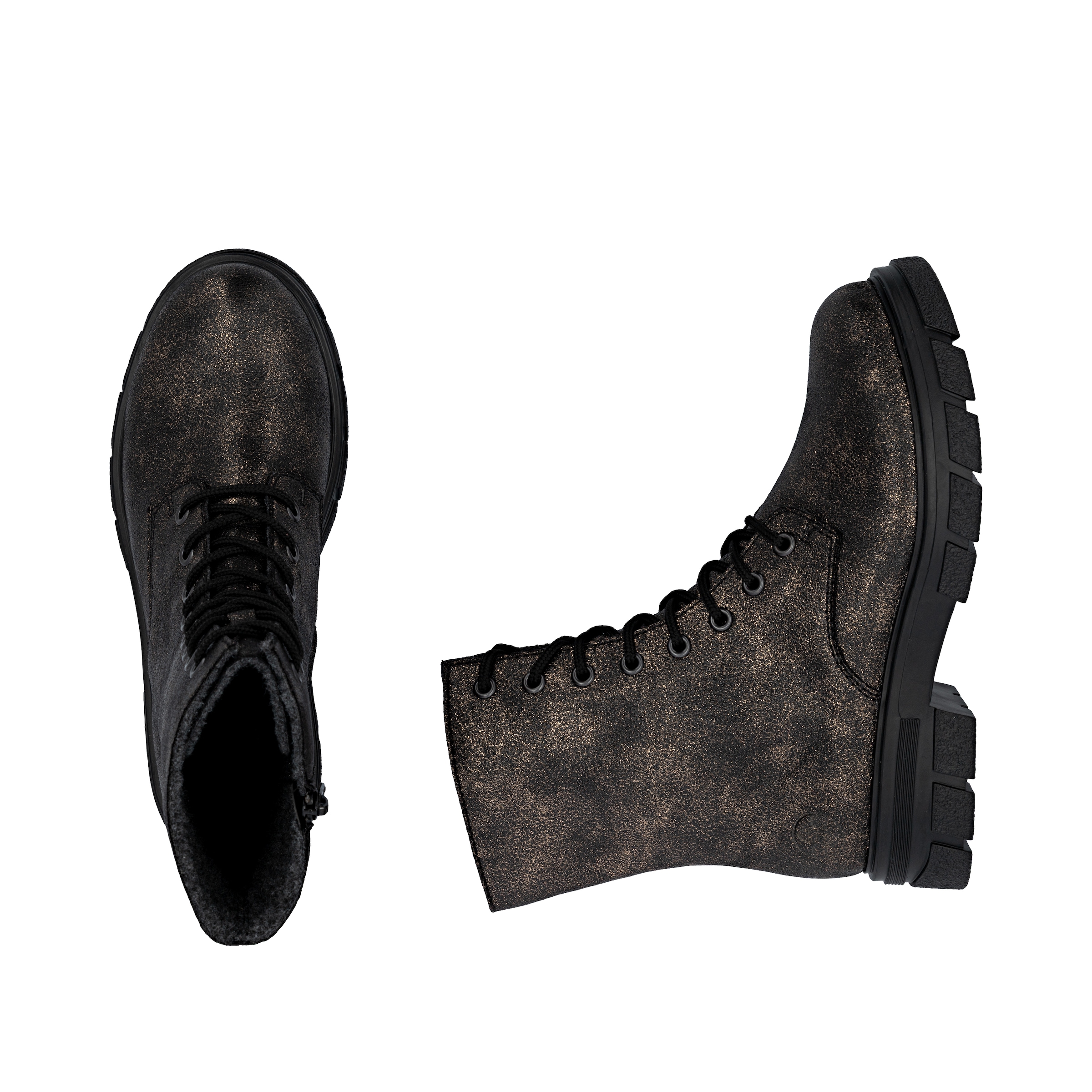 Rieker Schnürboots  , Stiefelette, Blockabsatz, mit zusätzlichem Innenreißverschluss