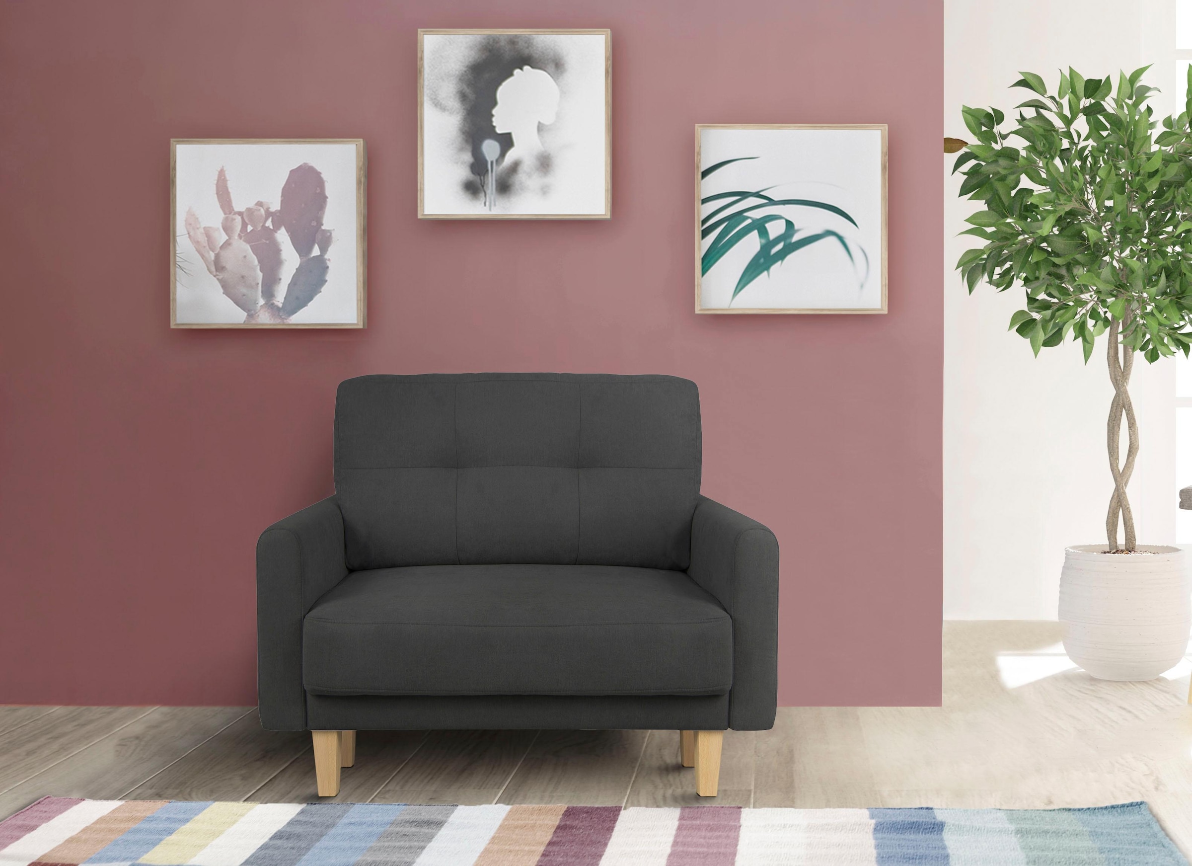 Home affaire Sessel »TRIPLO Relaxsessel mit Wellenunterfederung, Maße B/T/H: 95/100/89 cm«, Polstersessel mit Steppung im Rückenkissen, hohe Qualität