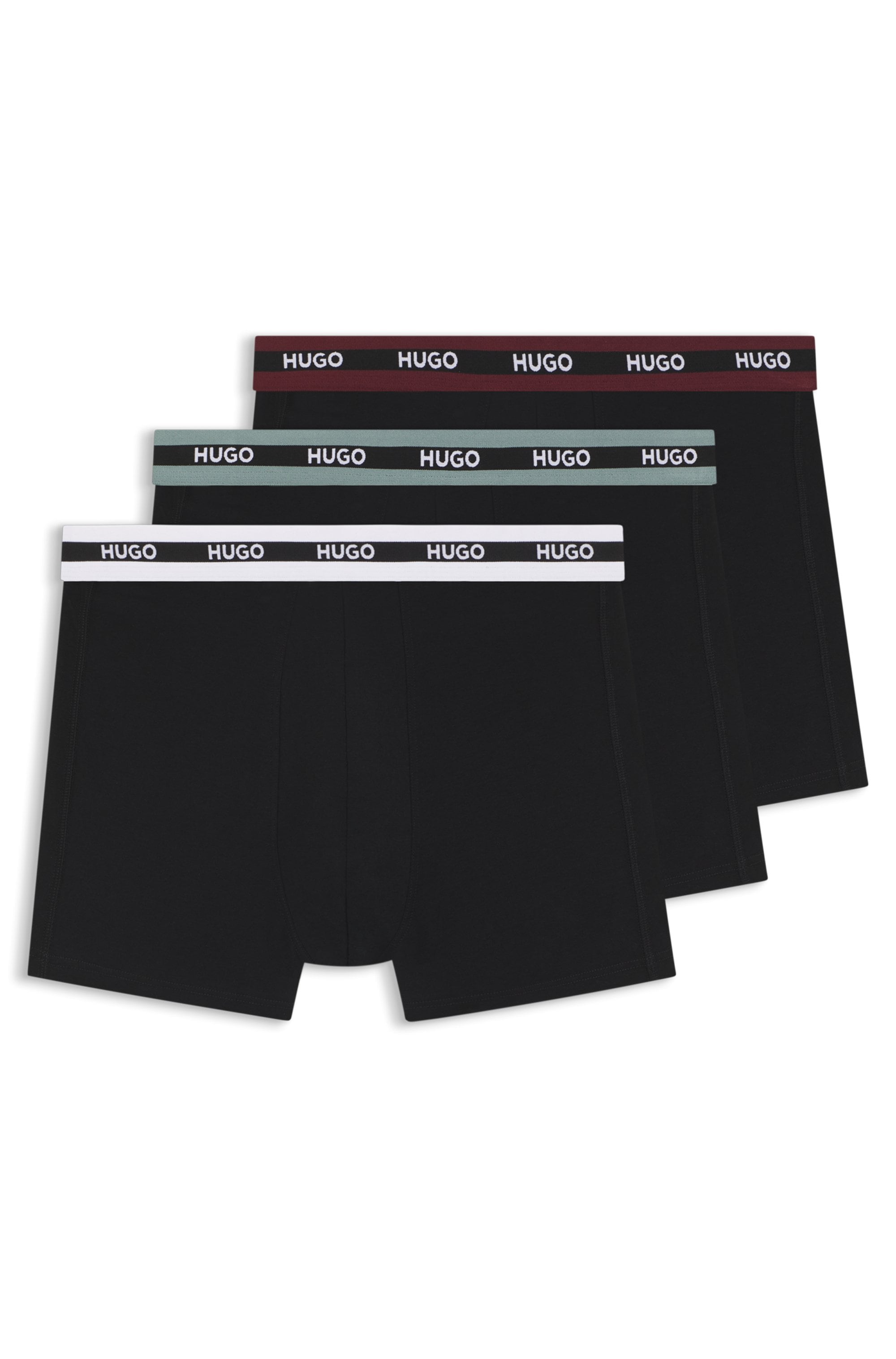 HUGO Underwear Trunk »BOXERBR TRIPL PLANET« kontrastfarbener Bund mit Logo