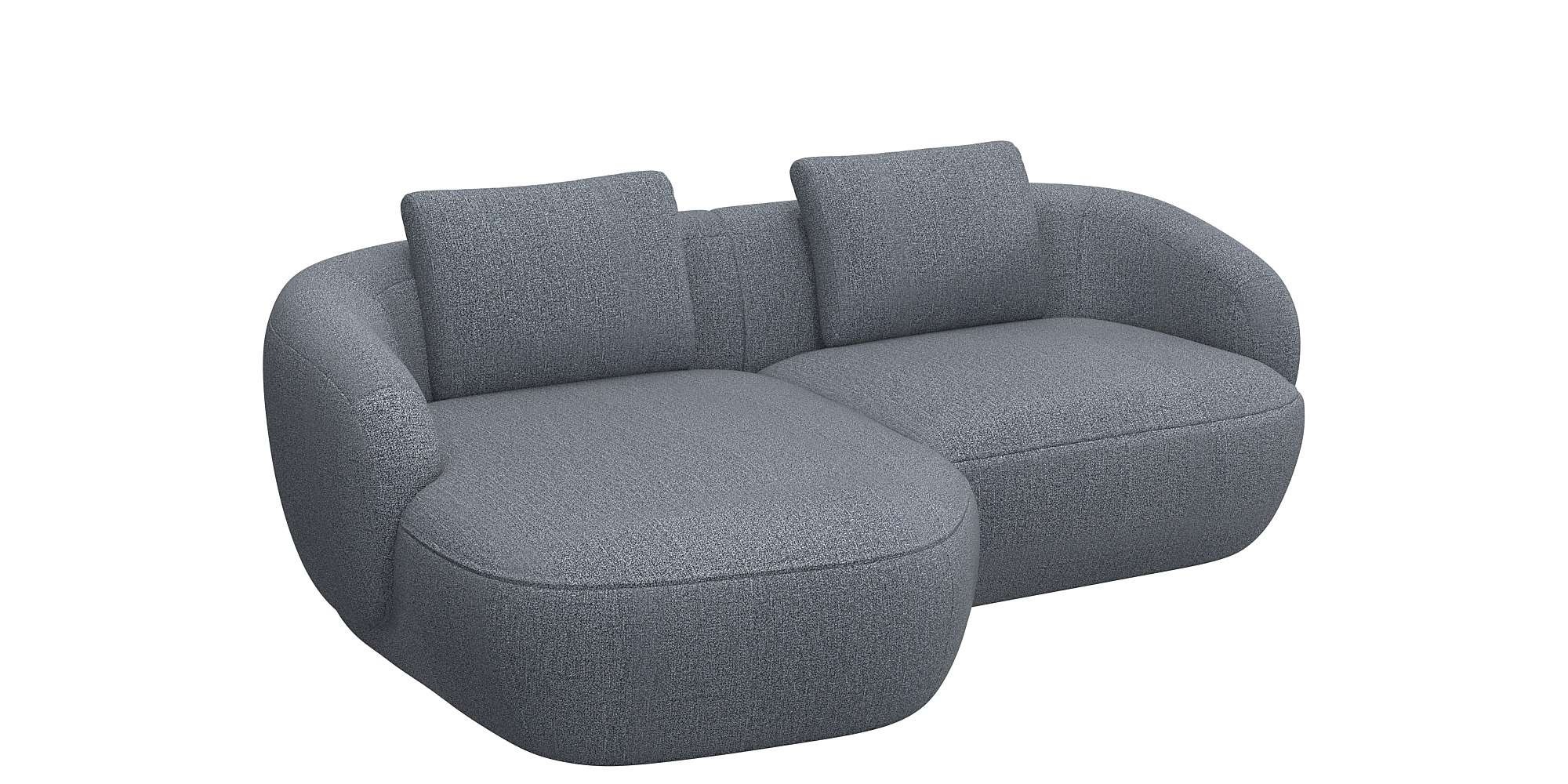 FLEXLUX Wohnlandschaft »Torino, rund, L-Form, Sofa-Ecke mit Recamiere, Longchair-Sofa«, Modernes, organisches Sofa-Design, Kaltschaum, Wellenunterfederung