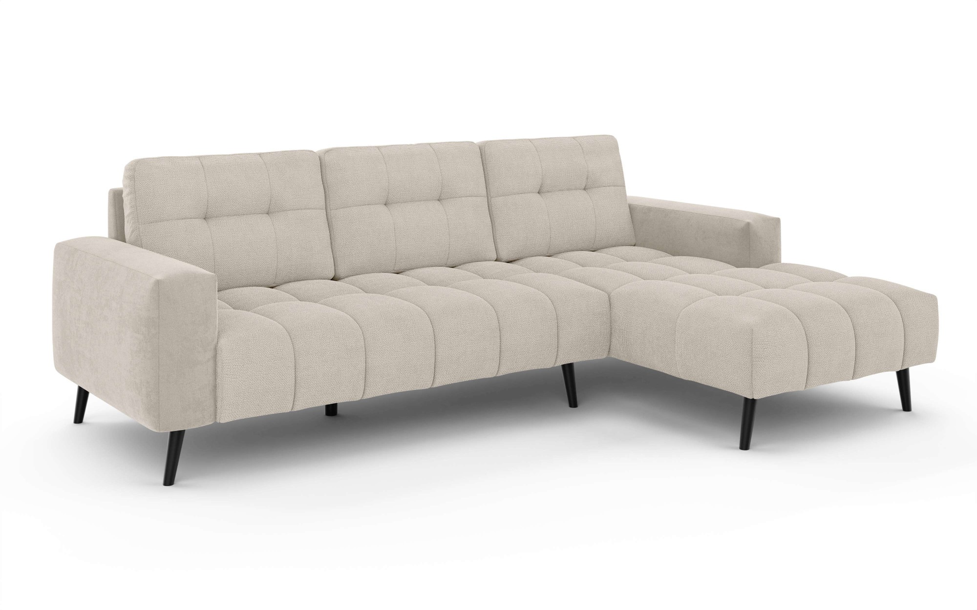 INOSIGN Ecksofa »SERINE mit Recamiere rechts/links bestellbar, Maße B/H/T 253/91/161 cm«, L-Form mit Wellenunterfederung, 3 Rückenkissen, ohne Bettfunktion
